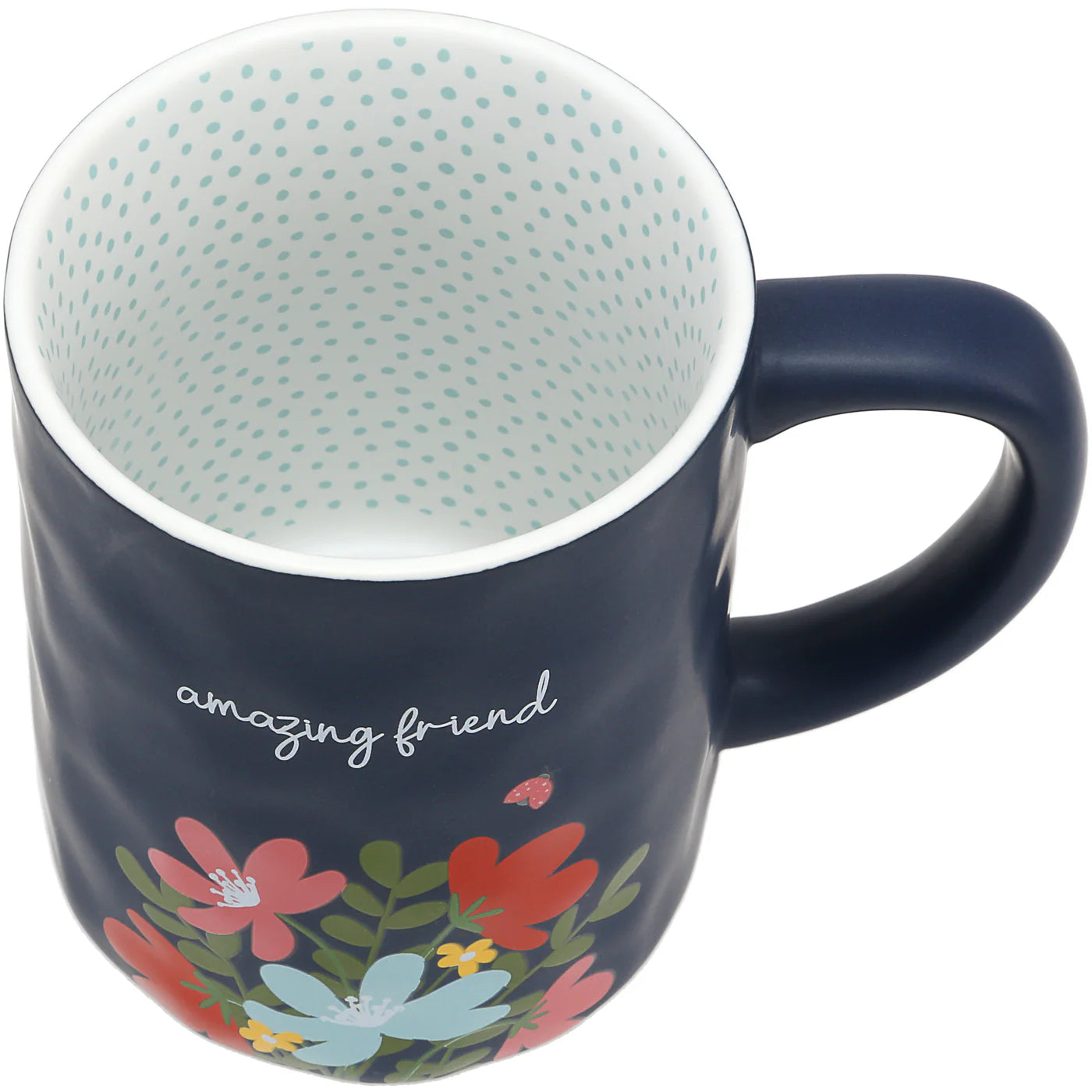 Best Friend Coffee Mug - 17 oz Navy Blue Floral Design Ceramic Cup - Perfect for Gifts, Office Use & Cozy Home Mornings