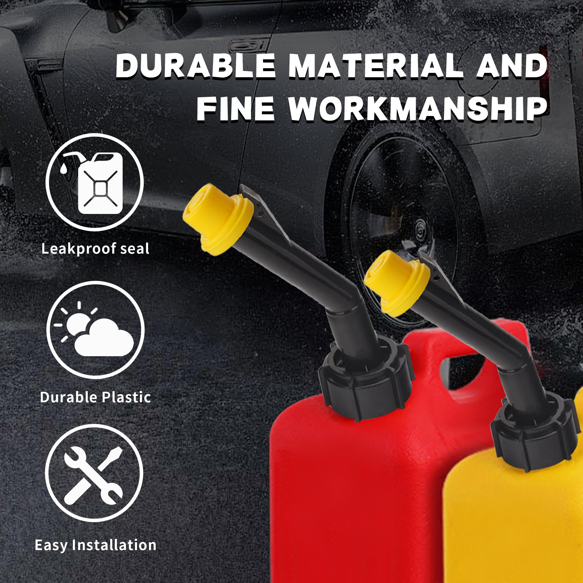 Premium Universal Gas Can Cap Replacement - Yellow Top Hat Blitz Style with Venting for 1 & 2 Gallon Gas Cans (10-Pack) - Perfect for Lawn Mowers, Generators & Outdoor Equipment Fuel Storage