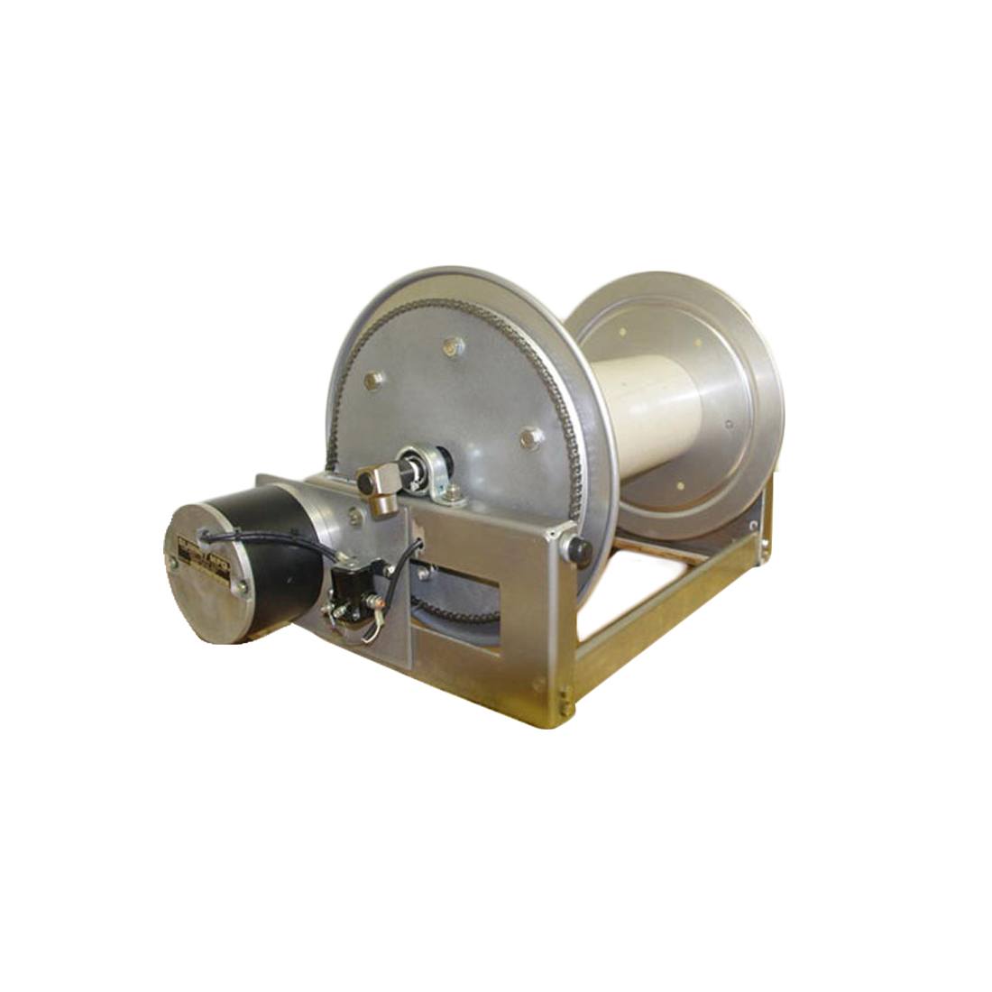 Summit SME Series Electric Aluminum Hose Reel with 1/2 Inch Inlet - Heavy Duty Garden & Industrial Watering Solution for Lawn Care, Car Washing & Construction Sites