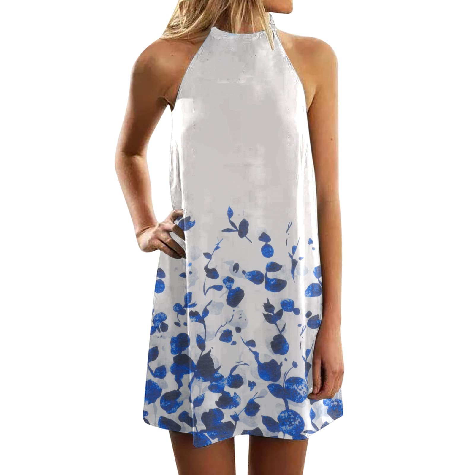 2022 Summer Women's Fashion Casual Sleeveless Mini Dress - Sexy Pullover Printed Sundress for Beach, Party & Vacation Outfits