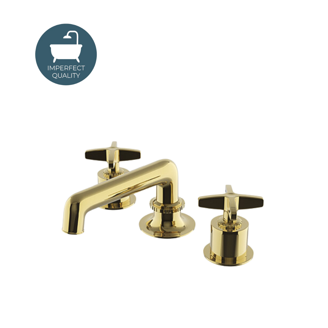 Henry Lavatory Faucet with Cross Handles - Polished Brass Bathroom Sink Faucet for Traditional & Vintage Style Decor - Perfect for Home, Hotel, and Restaurant Washrooms