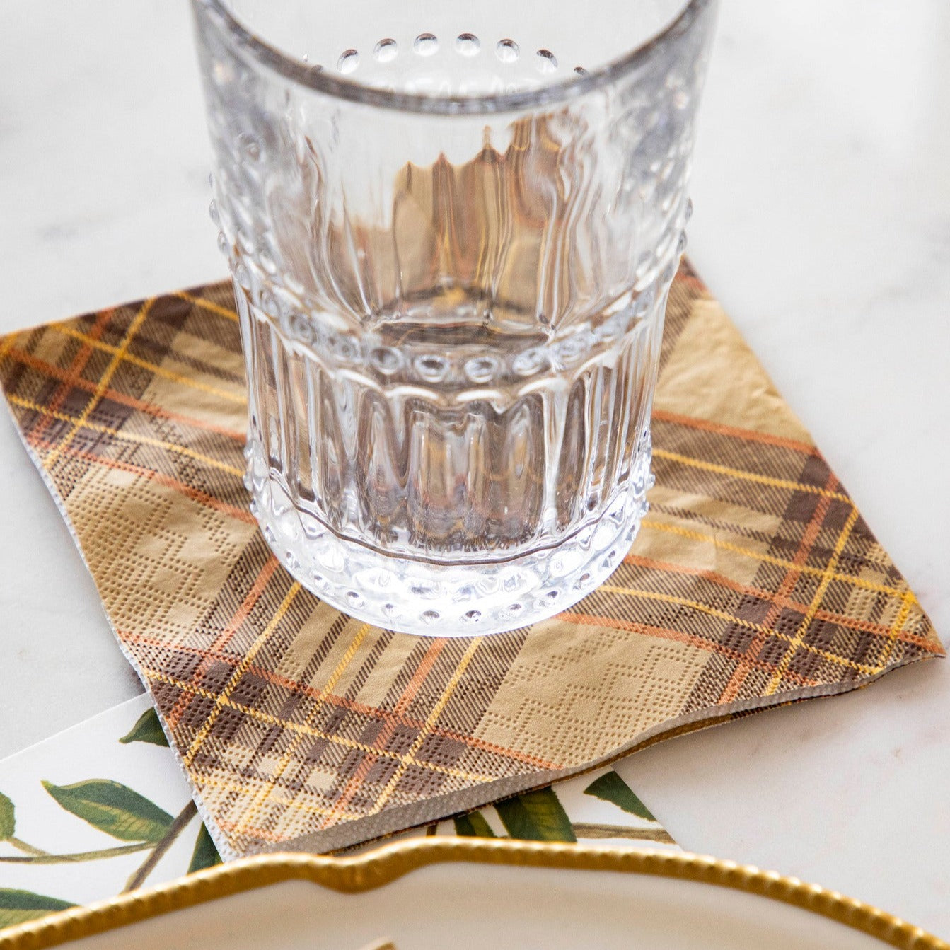 Elegant Autumn Plaid Cocktail Napkins - Premium 5x5 Inch Party Napkins for Fall Gatherings, Thanksgiving, and Holiday Entertaining
