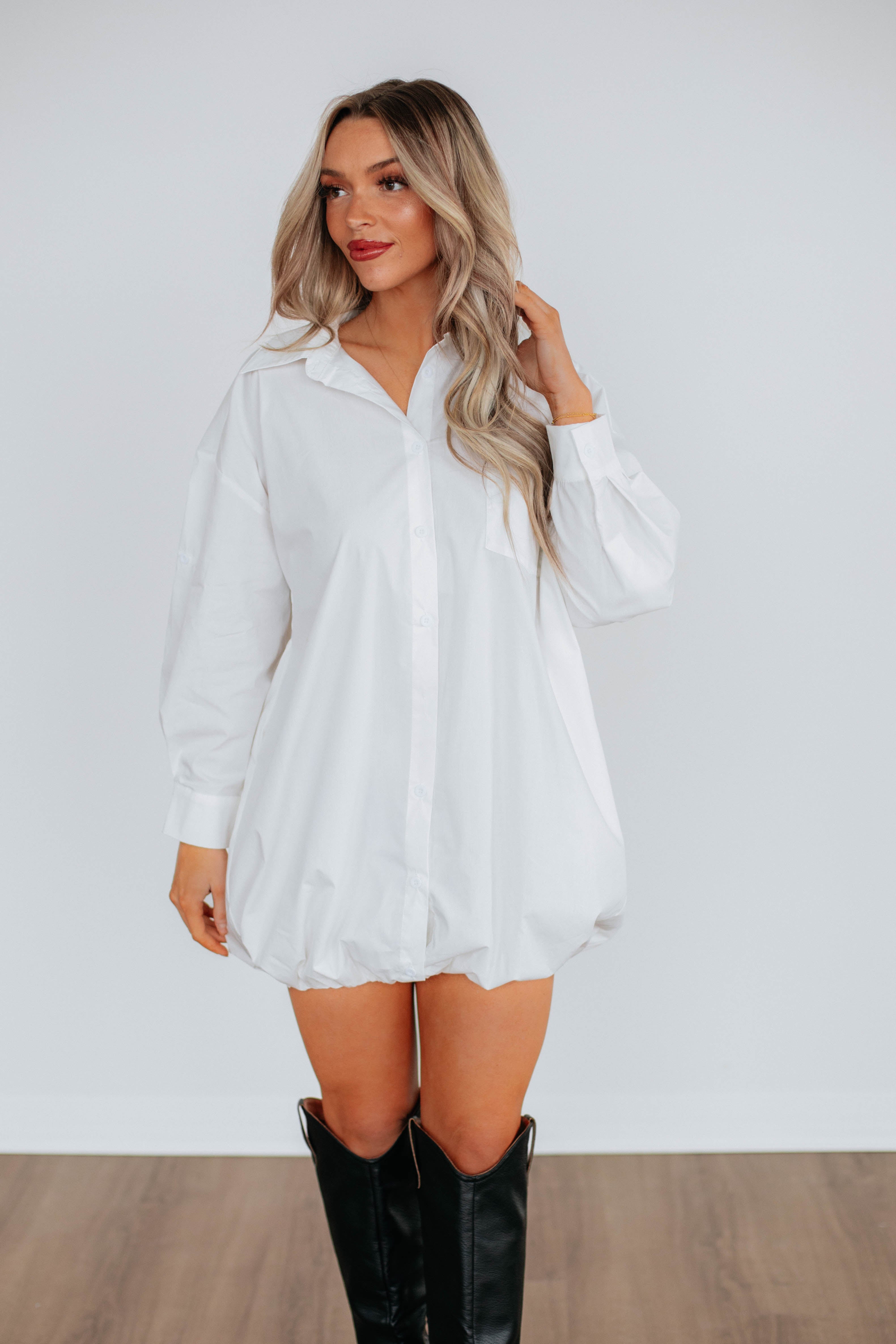 Joette Shirt Dress for Women - Elegant Cream Button Down Shirt Dress with Belt, Casual Office Wear & Spring Summer Outfits