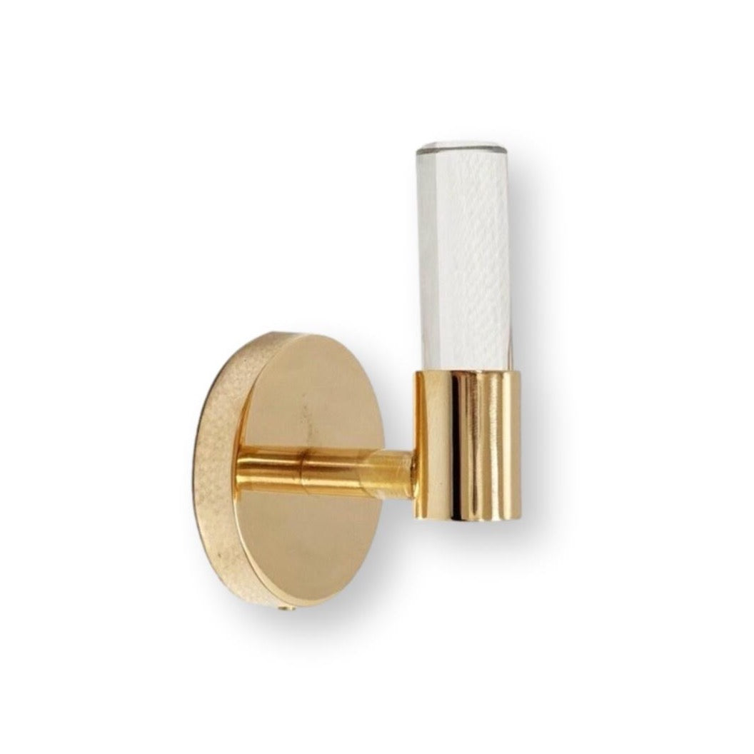 Unlacquered Polished Brass Lauren Lucite Wall T-Shaped Hook - Vintage Style Coat Hanger for Entryway, Bathroom & Bedroom Organization