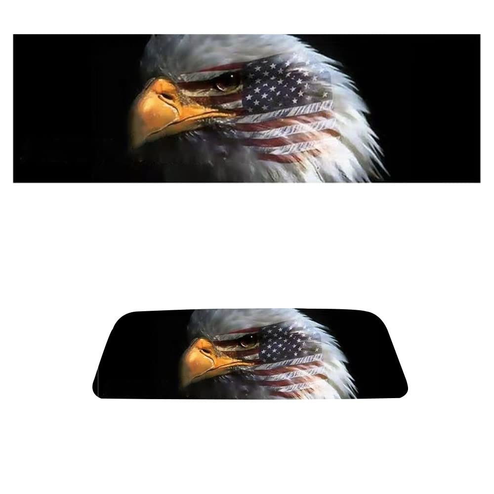 American Flag Eagle Rear Window Decal Sticker for Cars, Trucks & SUVs - 65x22 Inch Vinyl Bumper Graphic - Perfect for Patriotic Drivers, Road Trips & Vehicle Customization