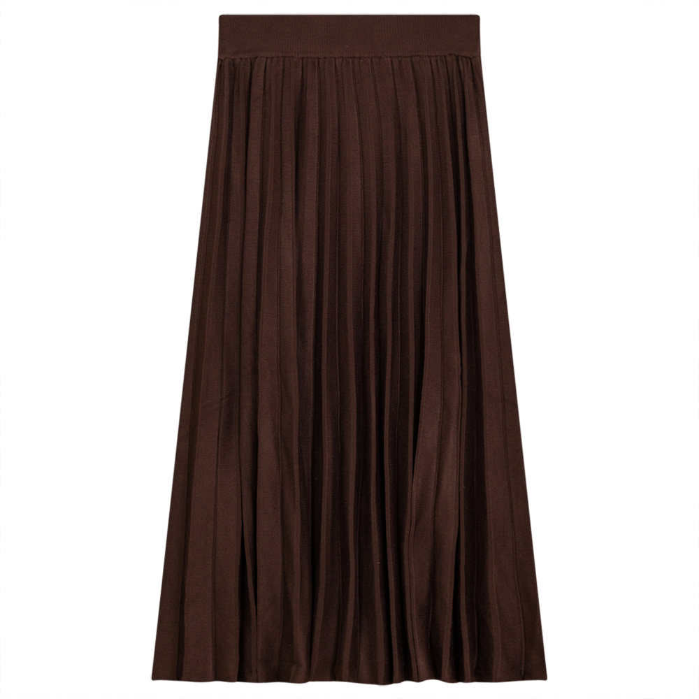 Elegant Pleated Knit Long Skirt for Women - Comfortable Stretchy Midi Skirt with Flowy Design - Perfect for Office, Date Night & Casual Outings