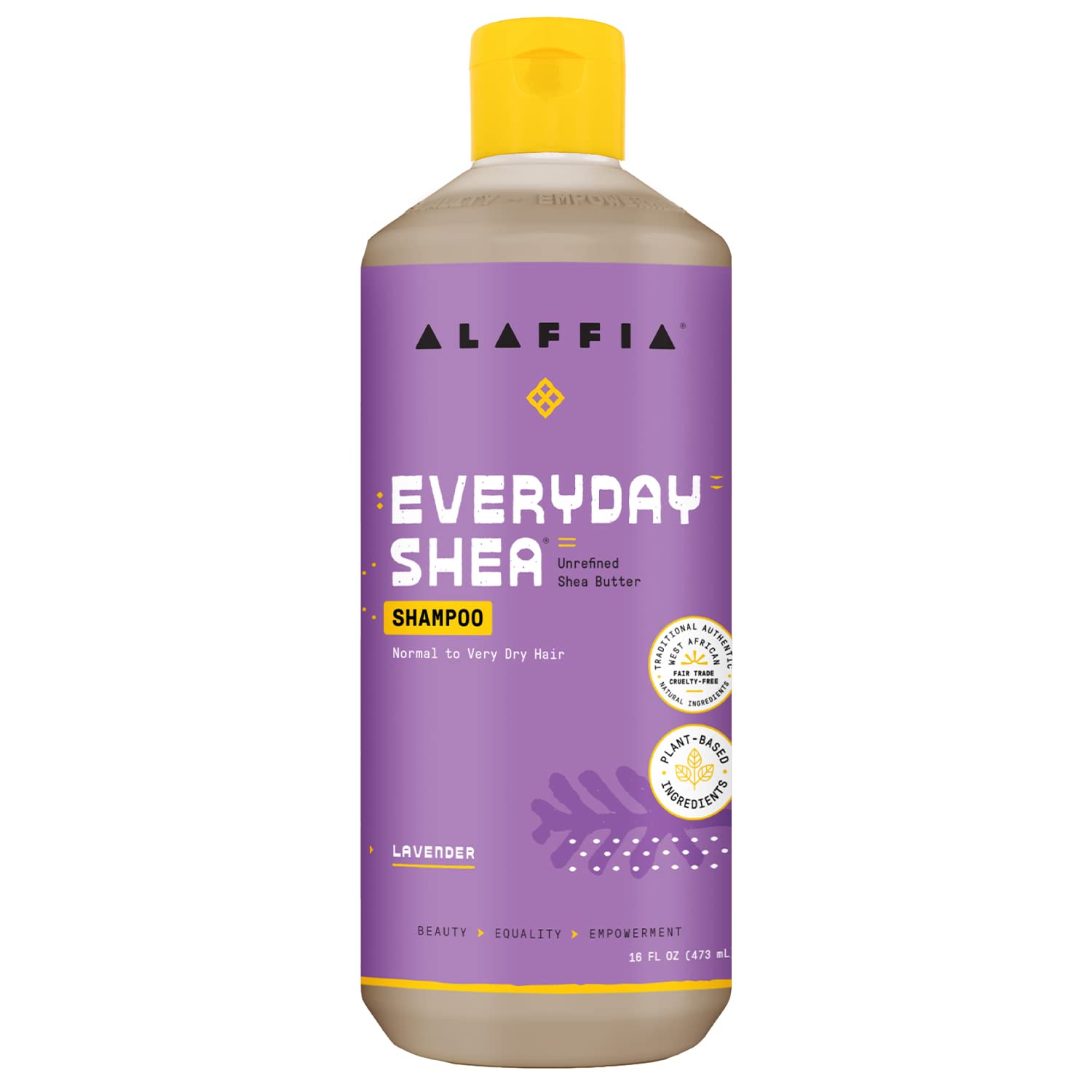 Alaffia Shea Butter & Coconut Oil Shampoo for Normal to Very Dry Hair - Lavender Scented, 16 Fl Oz | Hydrating & Nourishing for Daily Hair Care