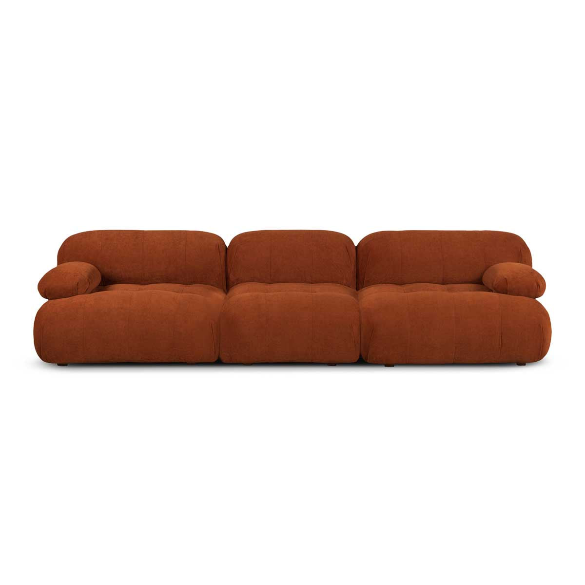Bowie Textured Velvet 3-Seater Sofa in Terracotta - Modern Living Room Furniture for Small Spaces & Apartments