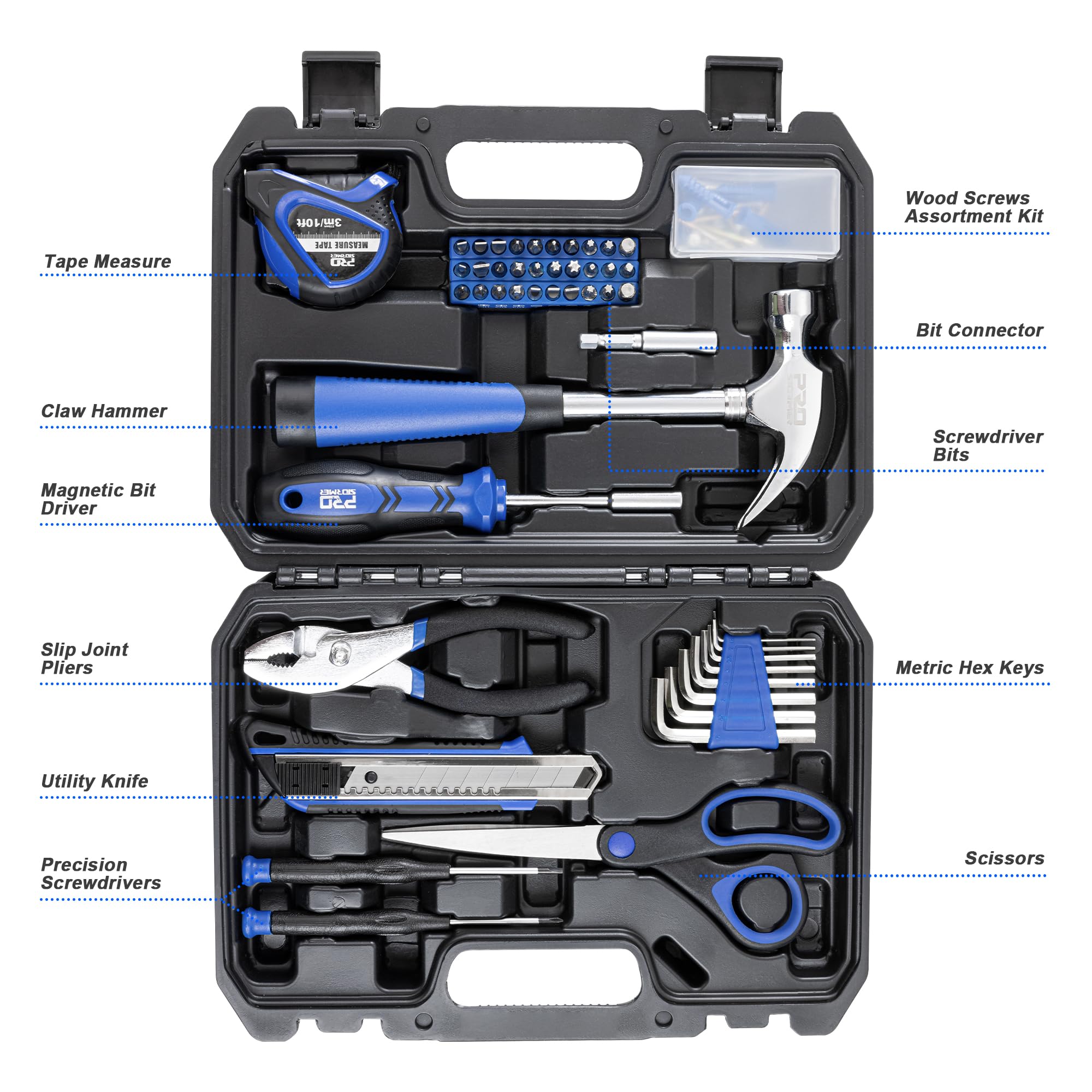 Prostormer 93-Piece Tool Kit with Toolbox - Complete Household Repair Tool Set for Homeowners & Students | Perfect for DIY Projects, Apartment Maintenance & College Dorm Essentials