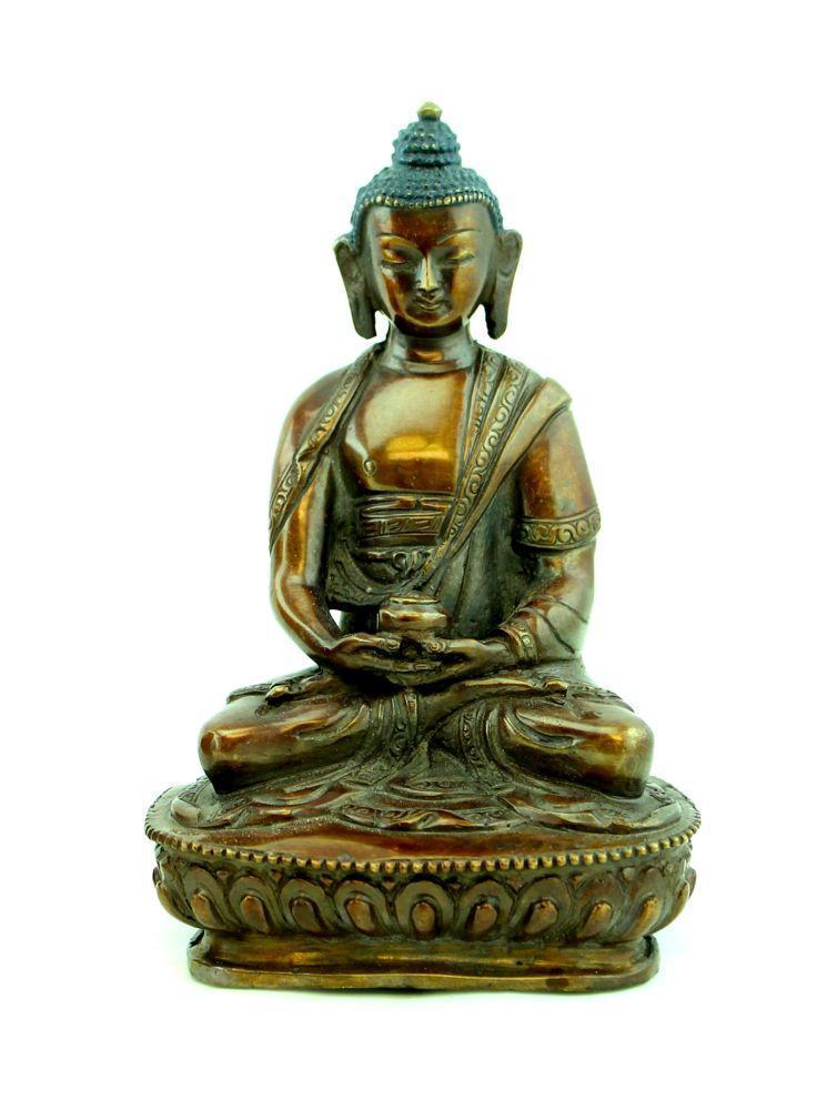 6 Inch Bronze Amitabha Buddha Statue - Handcrafted Buddhist Sculpture for Home Altar, Meditation Room & Spiritual Decor