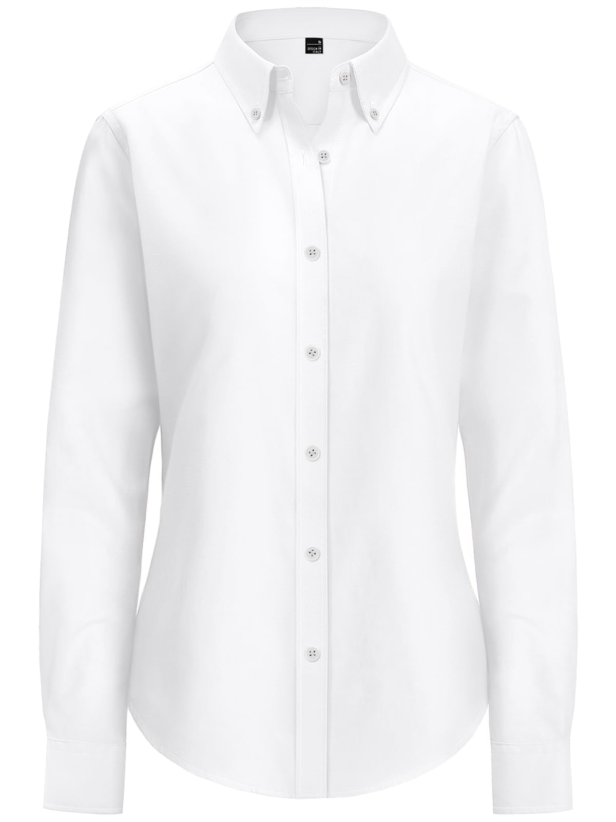 Siliteelon Women's Fitted Button Down Oxford Shirt - 100% Cotton Long Sleeve Collared Dress Shirt Wrinkle Free Blouse Top for Office, Business & Casual Wear