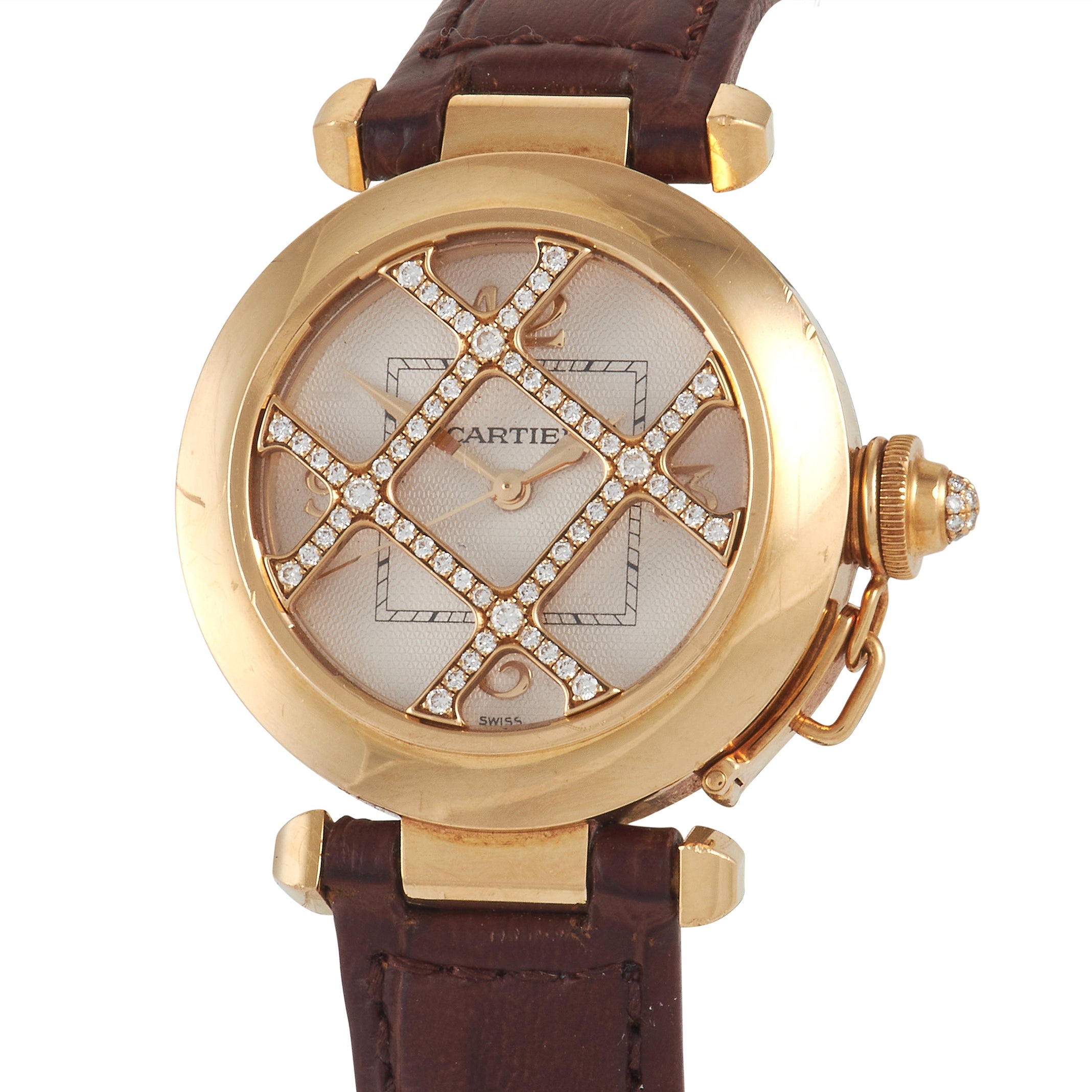 Cartier Pasha Grille 18K Yellow Gold Diamond Ladies Watch - Luxury Women's Timepiece for Formal Events & Special Occasions