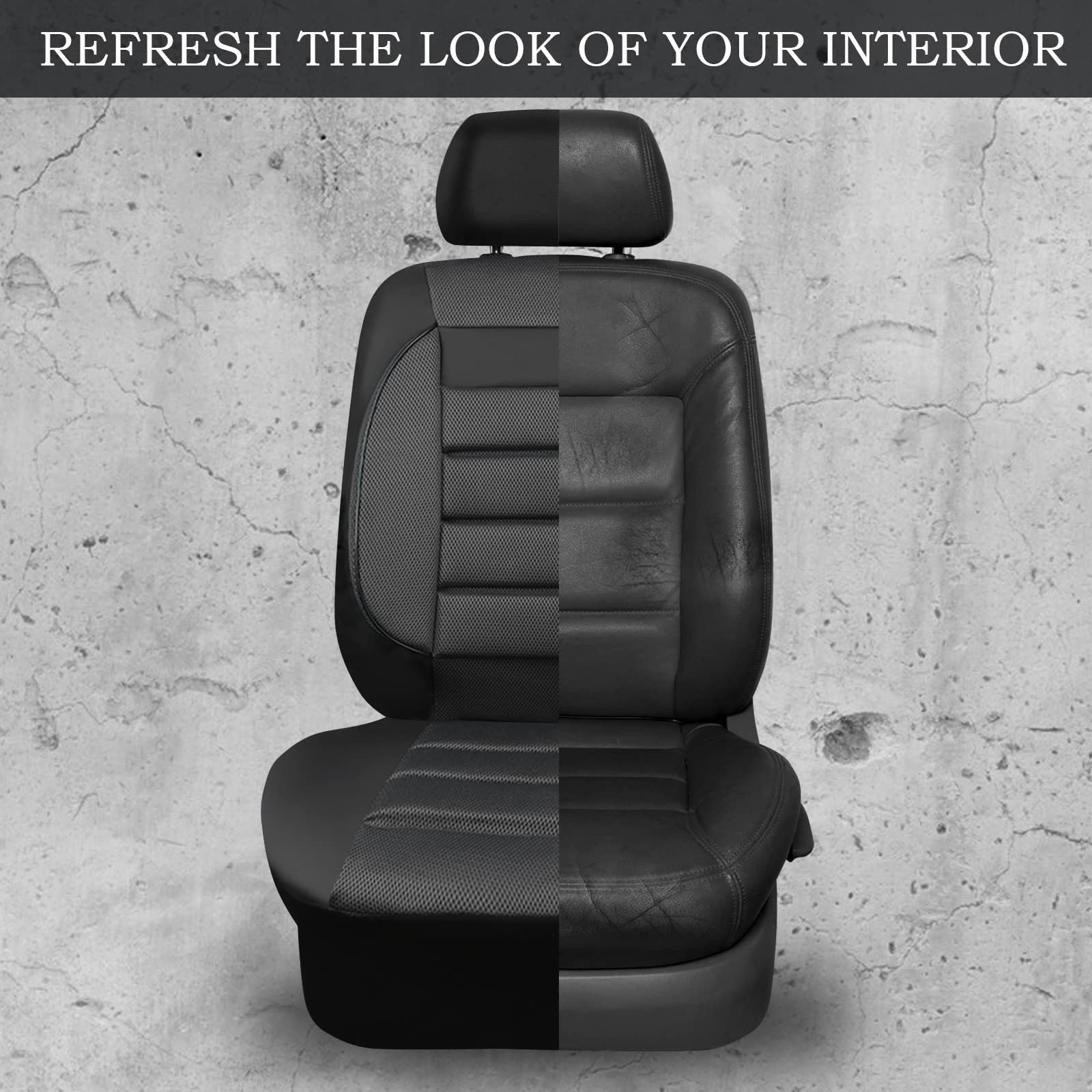 Premium 3D Foam Back Support Leather Car Seat Covers Full Set - Breathable Air Mesh Design for All Seasons | Universal Fit for Sedan, SUV, Van | Airbag Compatible & Ergonomic Support (Black Charcoal Gray) | Perfect for Long Drives, Commuting & Road Trips