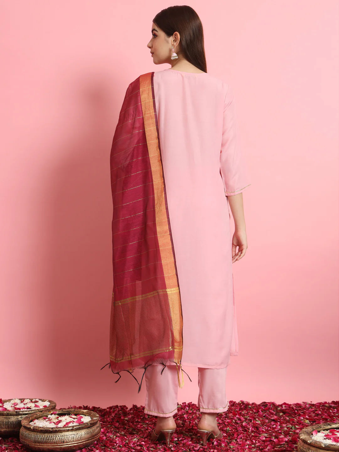 Luxury Baby Pink Designer Pant Suit with Elegant Embroidery - Perfect for Weddings, Parties & Special Occasions