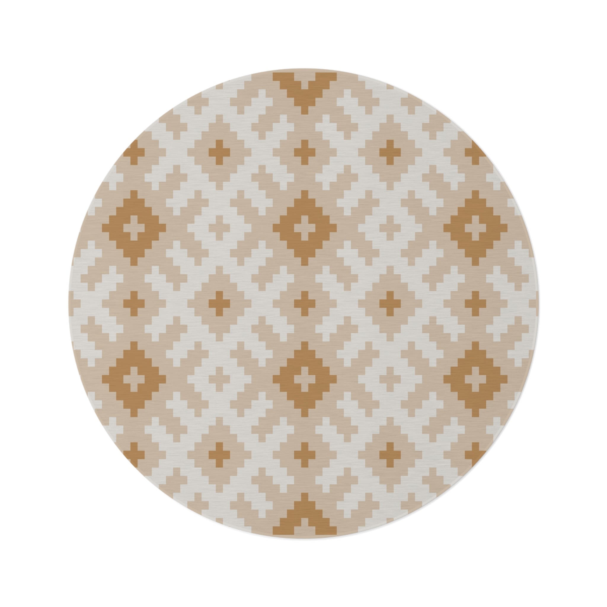 Bohemian Round Rug - Southwestern Style Handwoven Sand Plains Design for Living Room, Bedroom & Boho Decor
