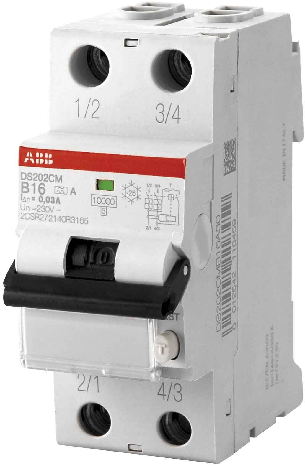 ABB DS202C M 10KA 2P A B16 30mA Residual Current Circuit Breaker - Perfect for Home Electrical Safety & Industrial Power Protection