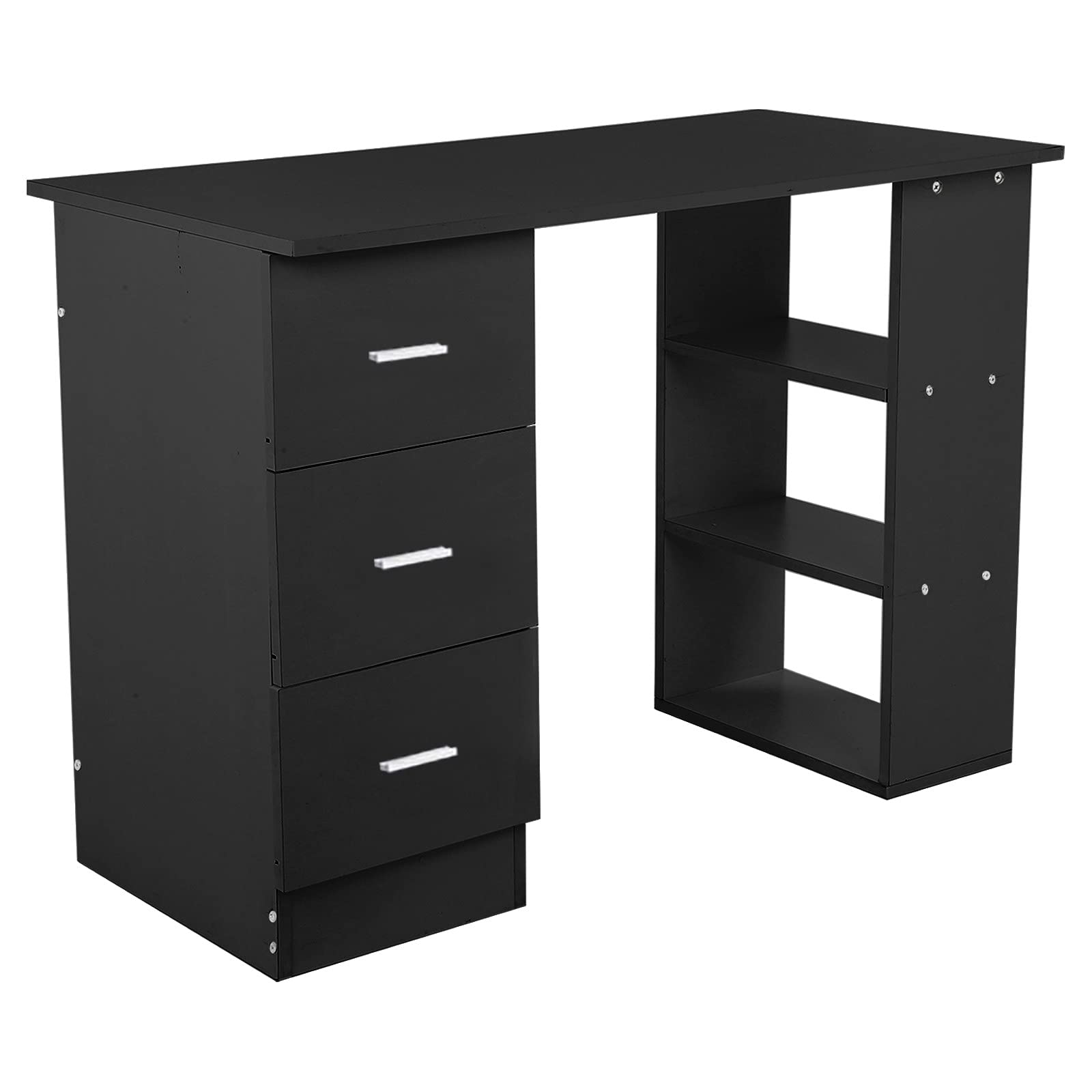 TEZTY Black Home Office Computer Desk with Drawers - Compact Study Desk for Small Spaces, Dorm Room & Workstation - Perfect Gift for Men (Birthday, Housewarming) - Ideal for Remote Work, Online Classes & Home Office Setup