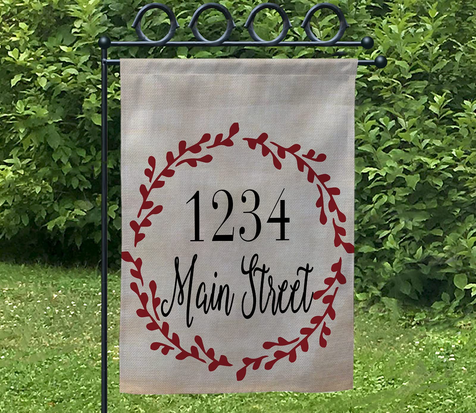 Custom Personalized Garden Flag - Rustic Outdoor Decor with House Number Sign - Perfect for Front Yard, Porch, and Garden Decoration