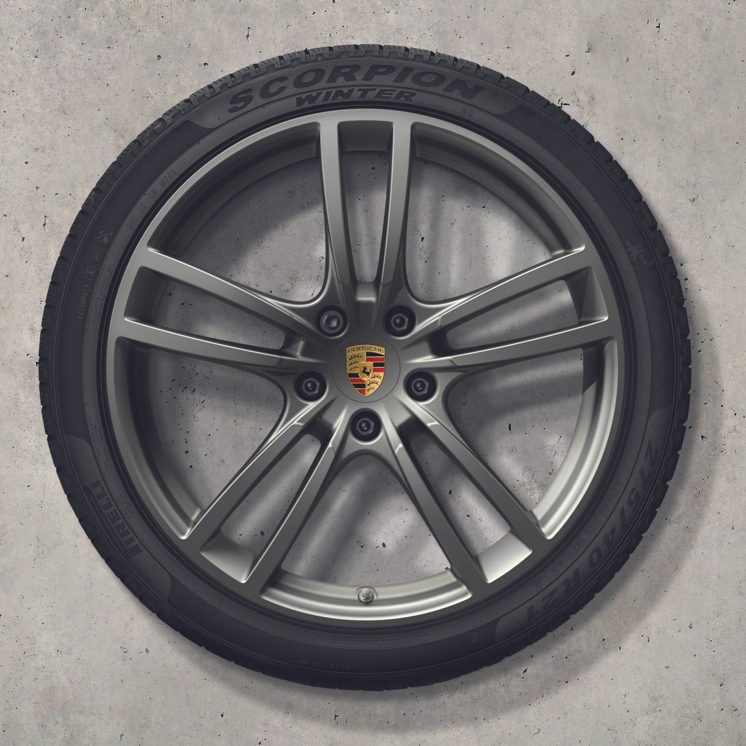 21 Cayenne E3 Turbo Design Winter Wheel Set - Platinum Finish for Porsche Cayenne | Perfect for Snow & Cold Weather Driving