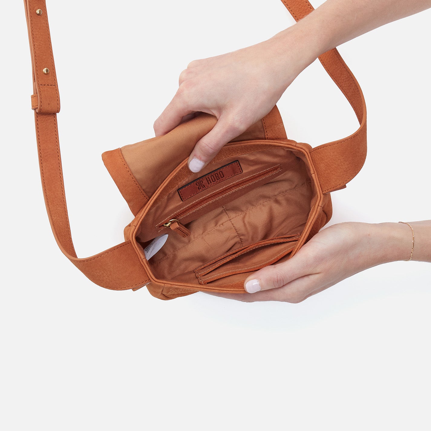 Bonita Mini Messenger Bag in Nubuck Leather - Stylish Marmalade Color Crossbody Purse for Women, Perfect for Work, Travel & Everyday Use