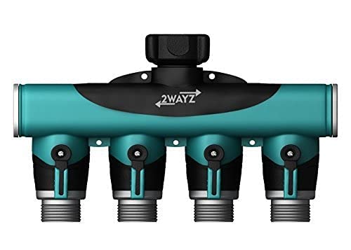 Heavy Duty 4 Way Garden Hose Splitter - Outdoor Water Hose Manifold & Faucet Divider for Lawn Irrigation, Car Washing, and Gardening (Classic)