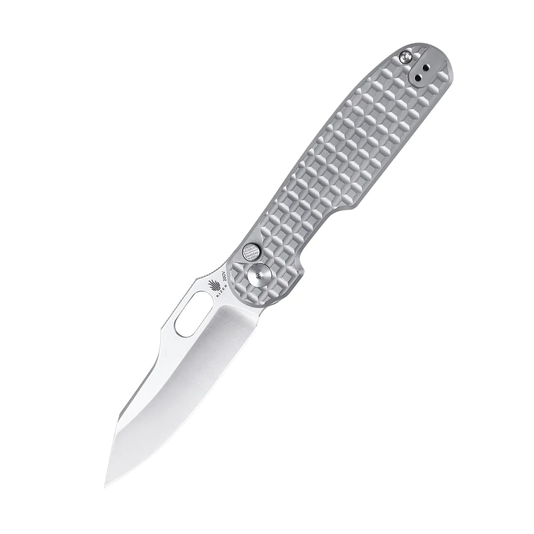 Kizer Ki4562A4 Cormorant Button Lock Folding Knife - Satin Finish Blade & Gray Titanium Handles - EDC, Outdoor, Camping, Survival, Hunting Gear