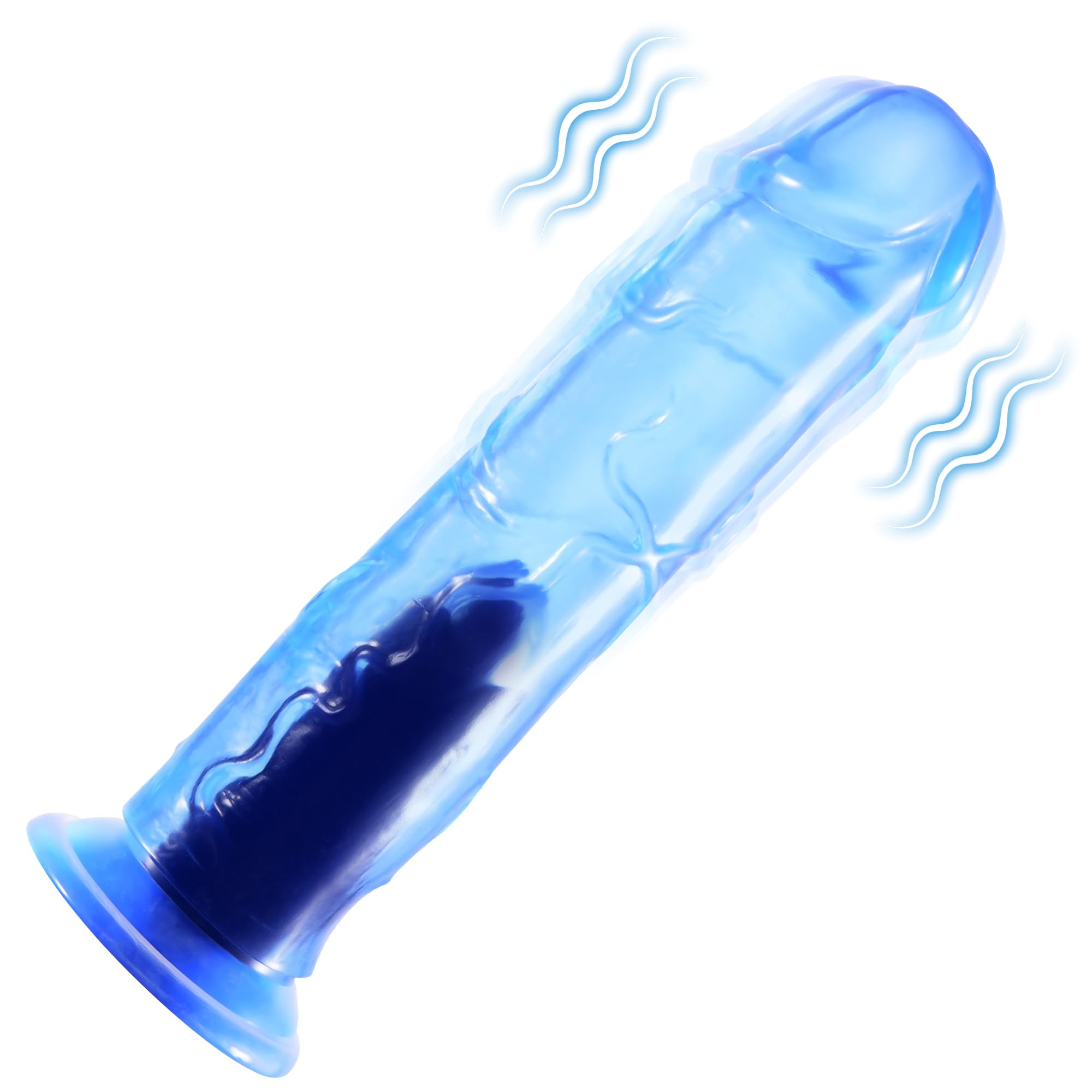 Realistic 7.7 Inch Blue Vibrating Dildo with Suction Cup - 10 Powerful Vibration Modes for G-Spot & Anal Stimulation - Adult Sex Toy for Women & Men - Perfect for Solo Play & Couples Intimacy