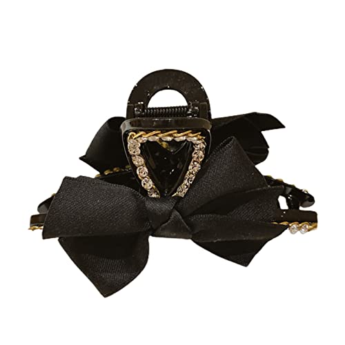 Elegant Rhinestone Hair Claw Bow Clip - Anti-Slip Hair Jaw Clips for Women, Pure Color Hair Accessories for Daily Wear, Party & Wedding Hairstyles