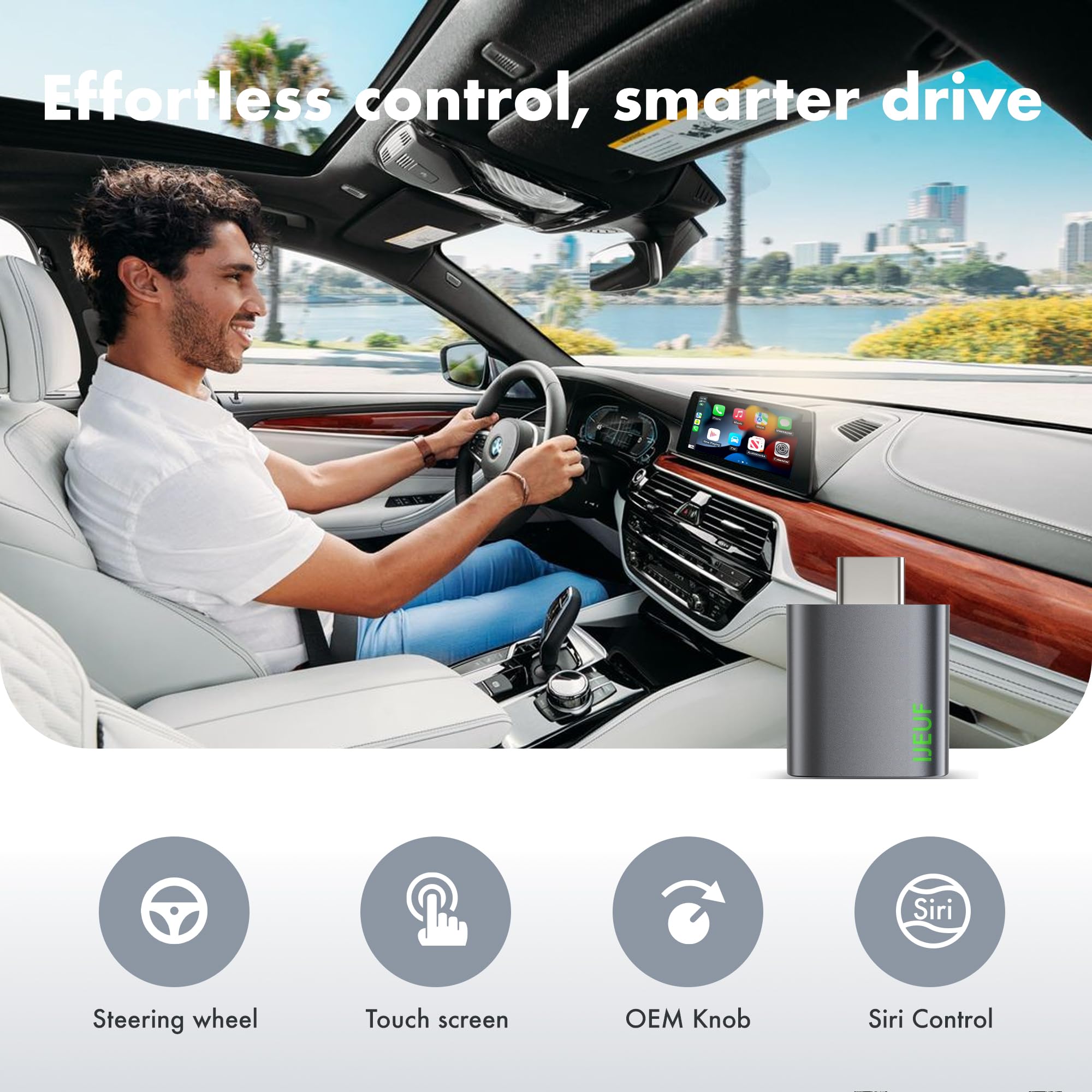Wireless CarPlay Adapter for iPhone - Mini Plug & Play CarPlay Dongle with Instant Connection, Hi-Fi Sound & HD Video, Compatible with iOS 10+ & Cars 2018+ (Perfect for Commuting, Road Trips & Hands-Free Driving)