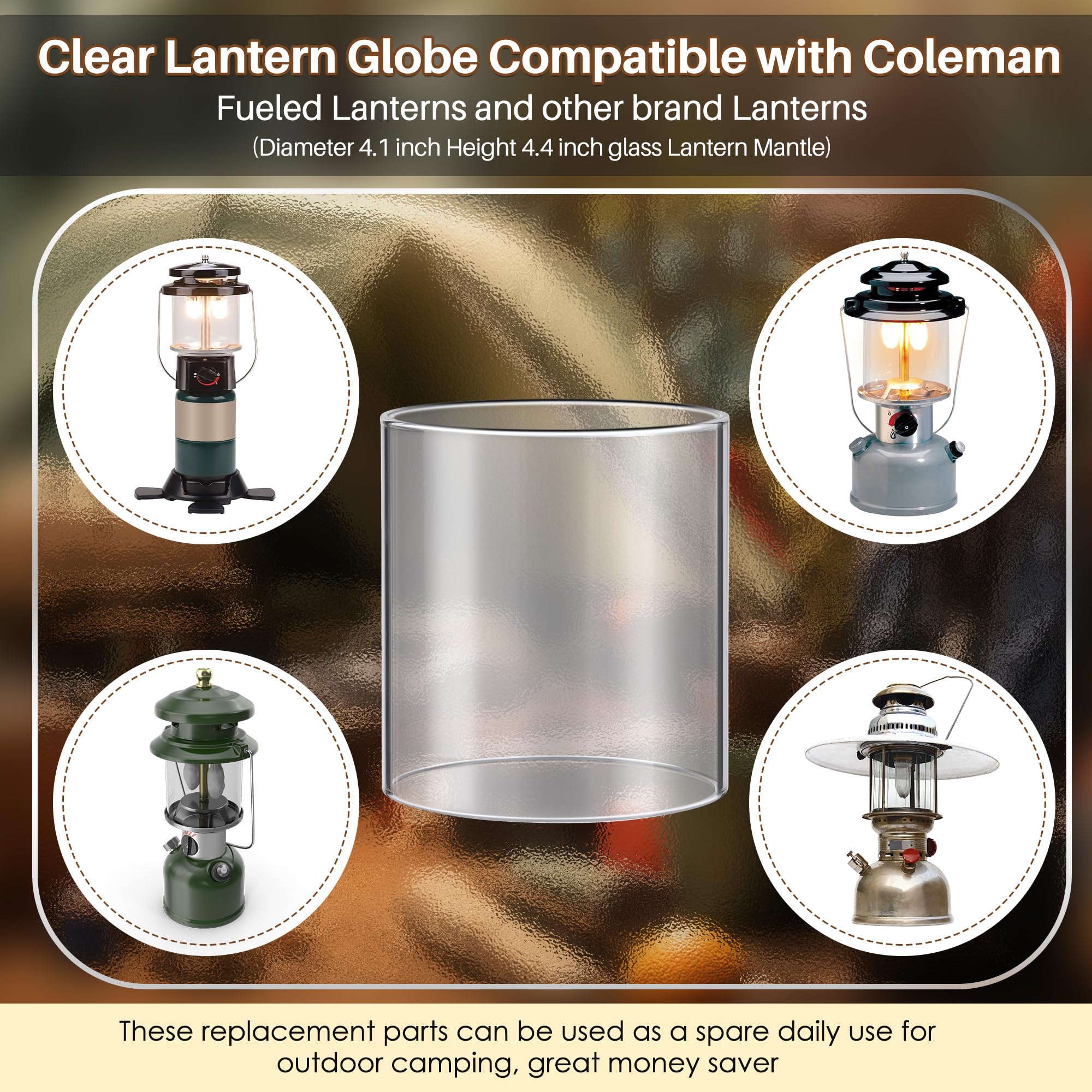 Coleman Lantern Glass Globe Replacement - Clear Propane Lantern Mantles for Outdoor Camping, Hiking & Emergency Lighting - Compatible with Coleman Fueled Lanterns - Durable Reusable Lantern Parts