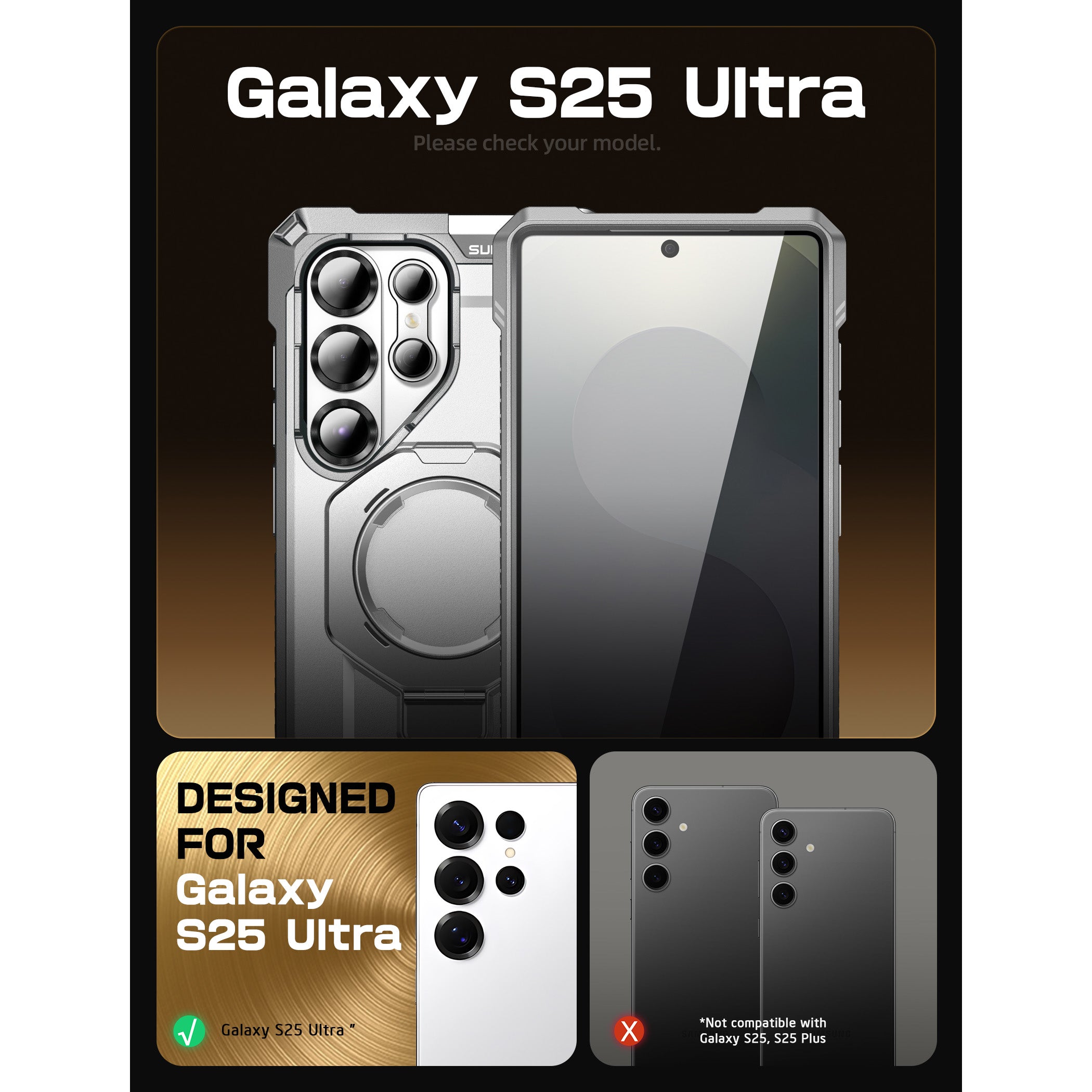 Samsung Galaxy S25 Ultra UB Grip MagSafe Case - Shockproof Protective Cover with Strong Magnetic Mount for iPhone 15/14/13 Series - Perfect for Driving, Workouts & Outdoor Activities (White)