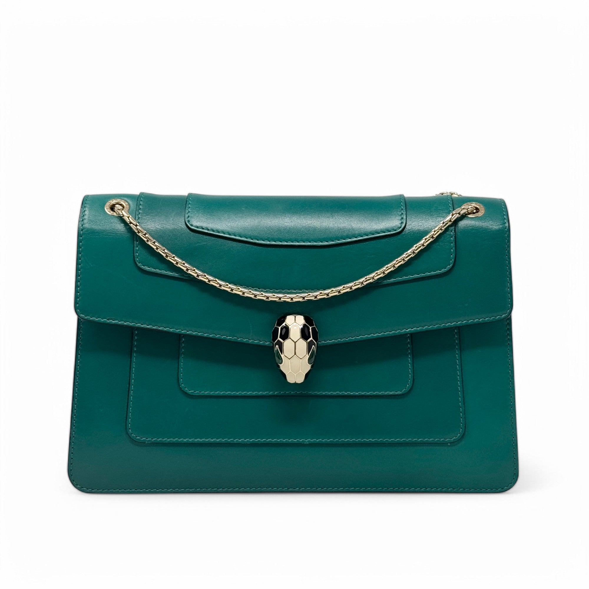 Bvlgari Green Medium Serpenti Shoulder Bag - Luxury Leather Handbag for Women, Perfect for Parties, Work & Evening Events