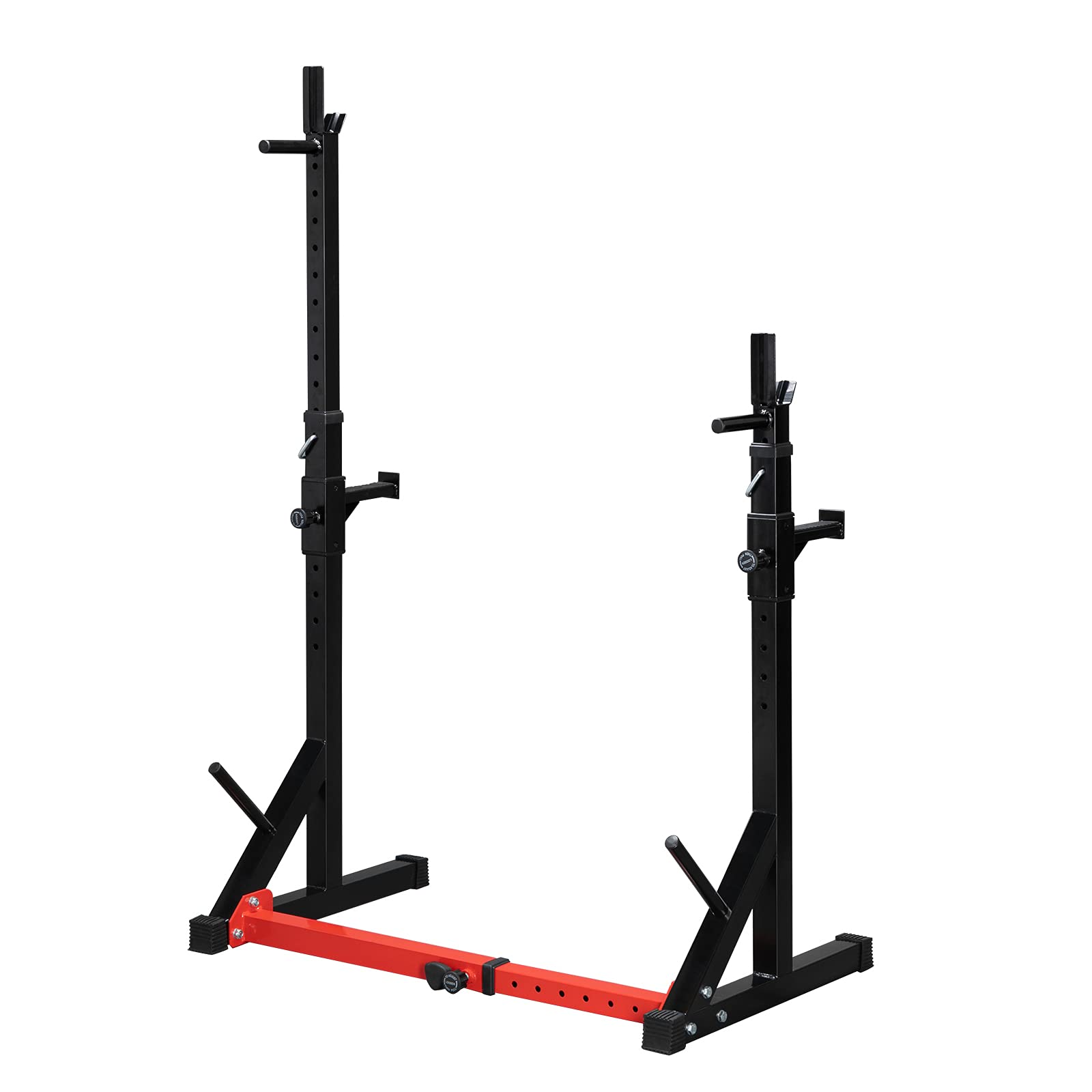 Adjustable Squat Rack Stand - Heavy Duty 850LBS Capacity Barbell Rack with Dip Bar Station & Multi-Function Weight Bench Press for Home Gym - Perfect for Strength Training, CrossFit & Powerlifting Workouts