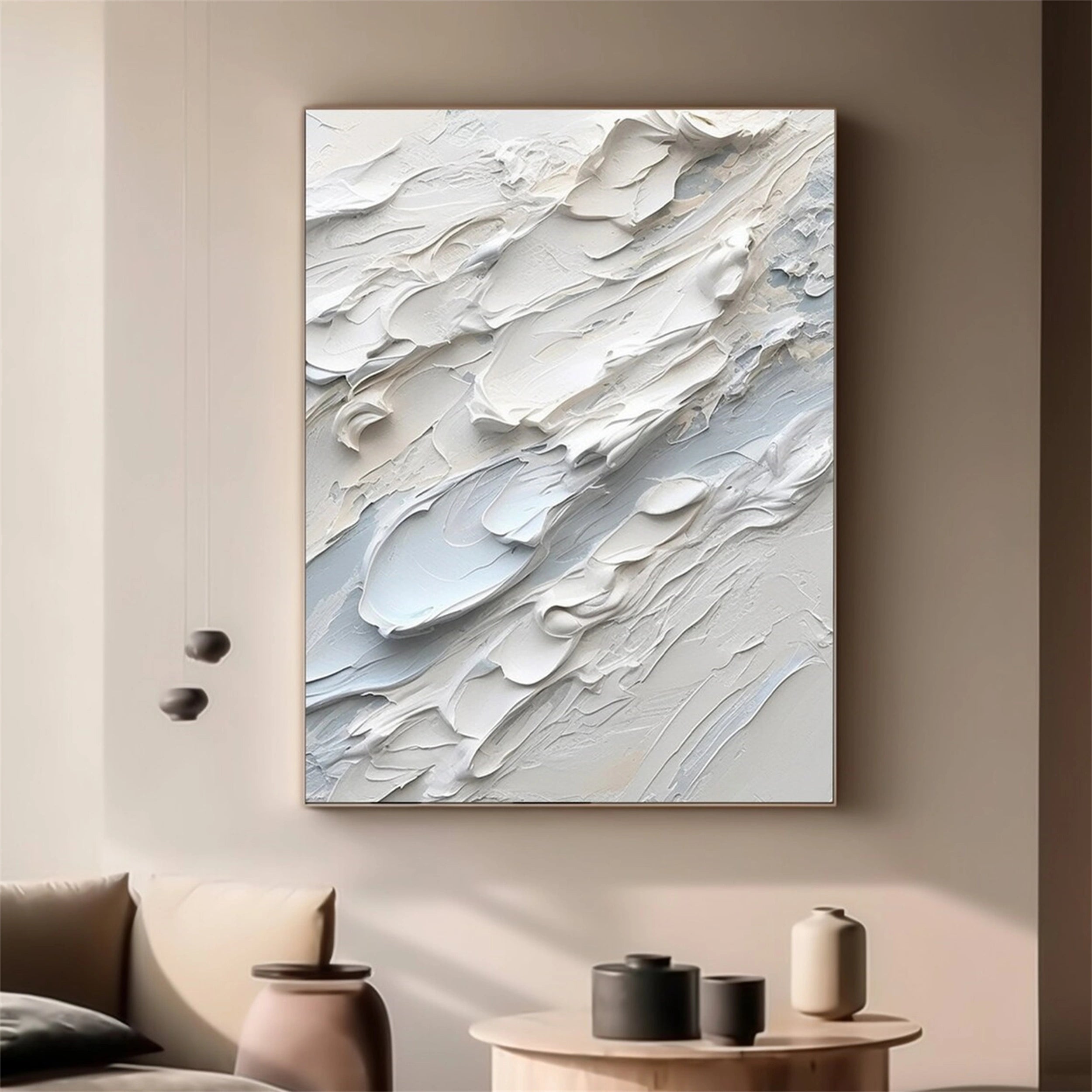 White Minimalist Textured Painting Canvas - Premium Artist Canvas for Oil & Acrylic Painting - Perfect for Home Decor & Art Studios | #MM153
