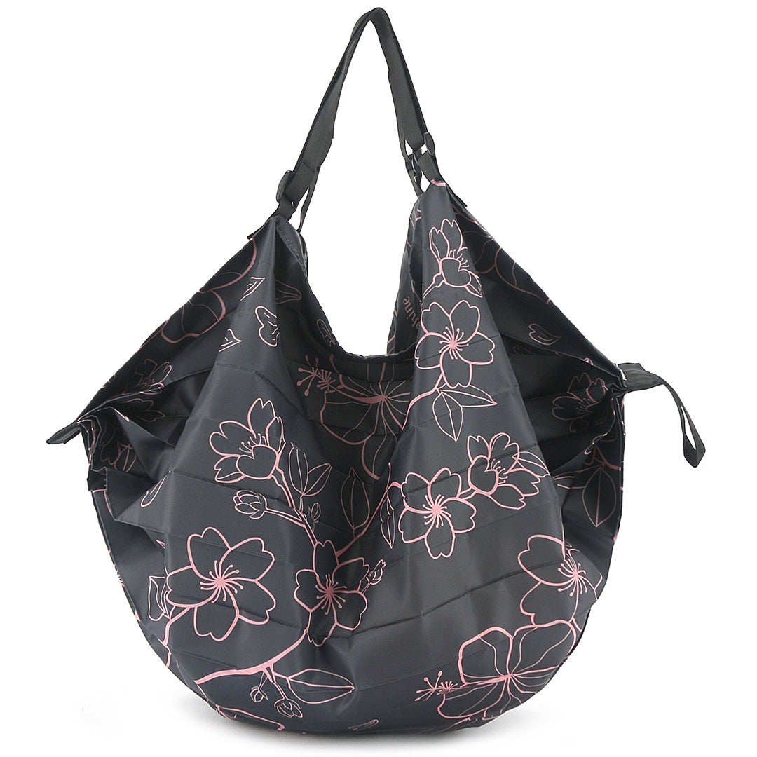 Foldable Reusable Shopping Bag - Jazmine Sakura Grey Tote | Compact & Eco-Friendly Grocery Bag for Shopping, Travel & Beach