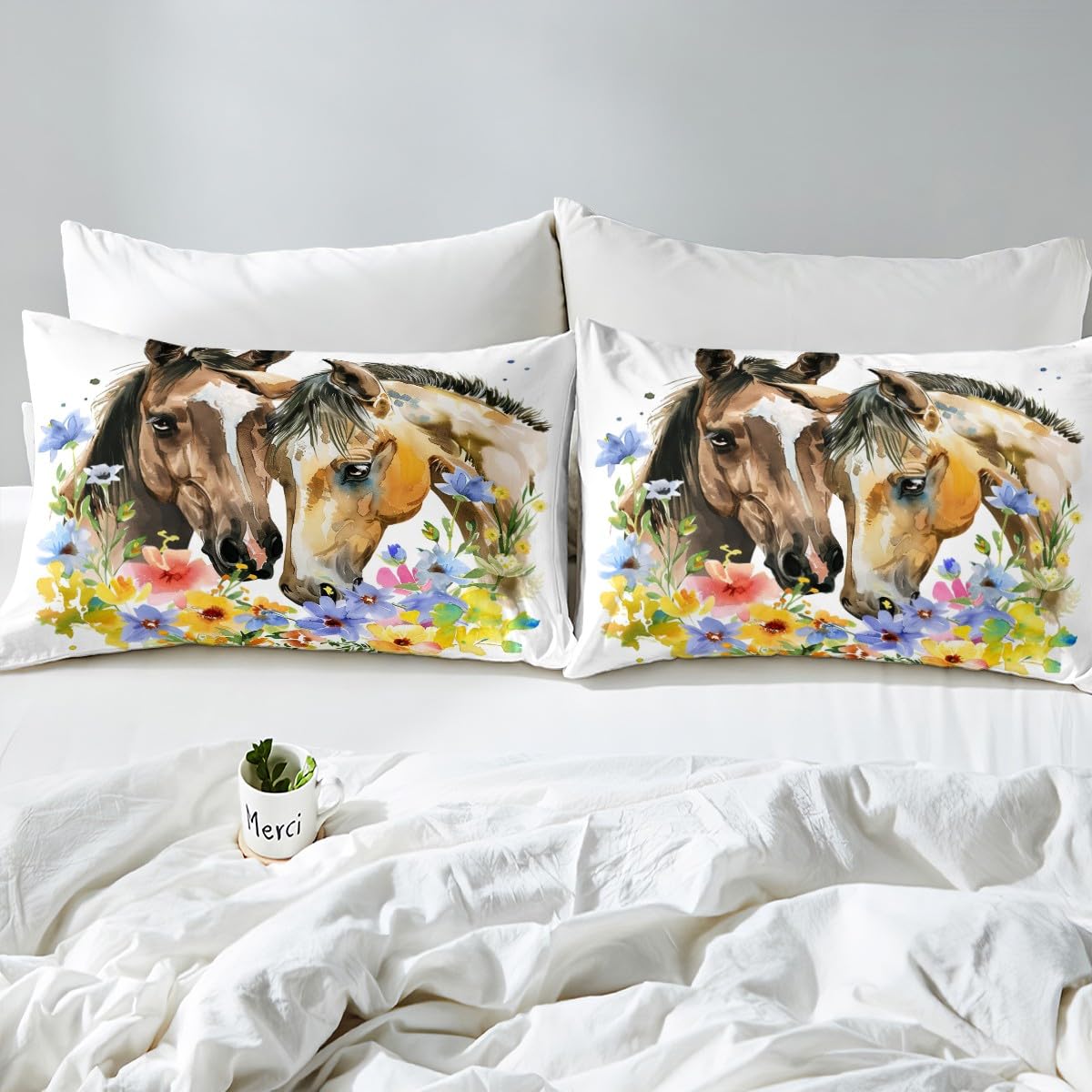 Western Cowboy Full Size 4-Piece Bed Sheet Set - Soft Microfiber Horse & Farm Animal Print - Deep Pocket Fitted Sheet, Flat Sheet & 2 Pillowcases - Perfect for Kids' Rooms, Farmhouse Decor & Western-Themed Bedrooms