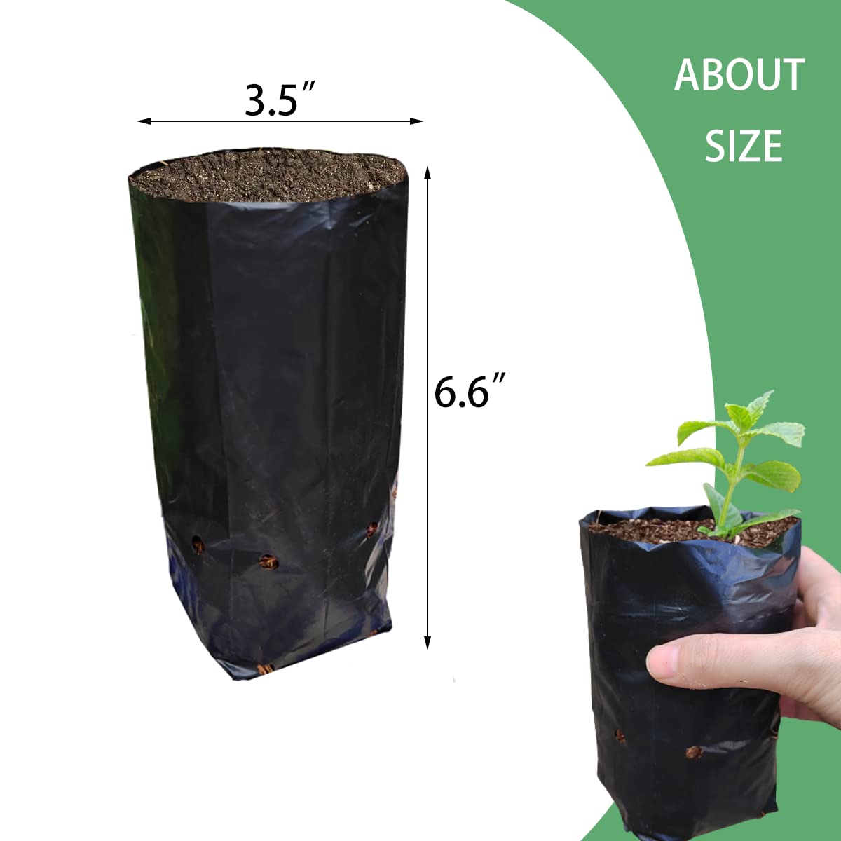 Belit 100 Pcs Plant Nursery Bags - 3.5