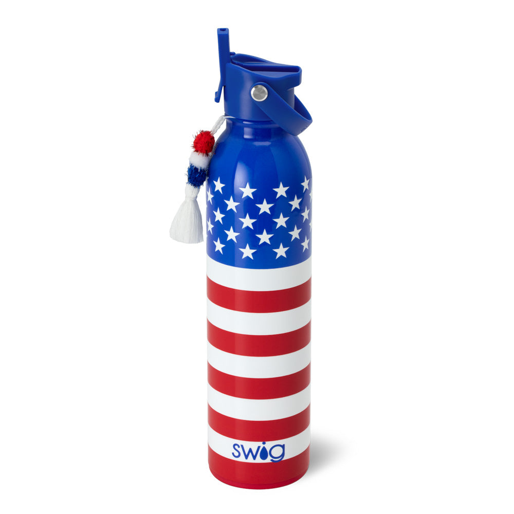 All American Flip + Sip 26oz Leak Proof Water Bottle - Insulated Stainless Steel Tumbler for Hot & Cold Drinks - Perfect for Gym, Hiking, Office and Travel