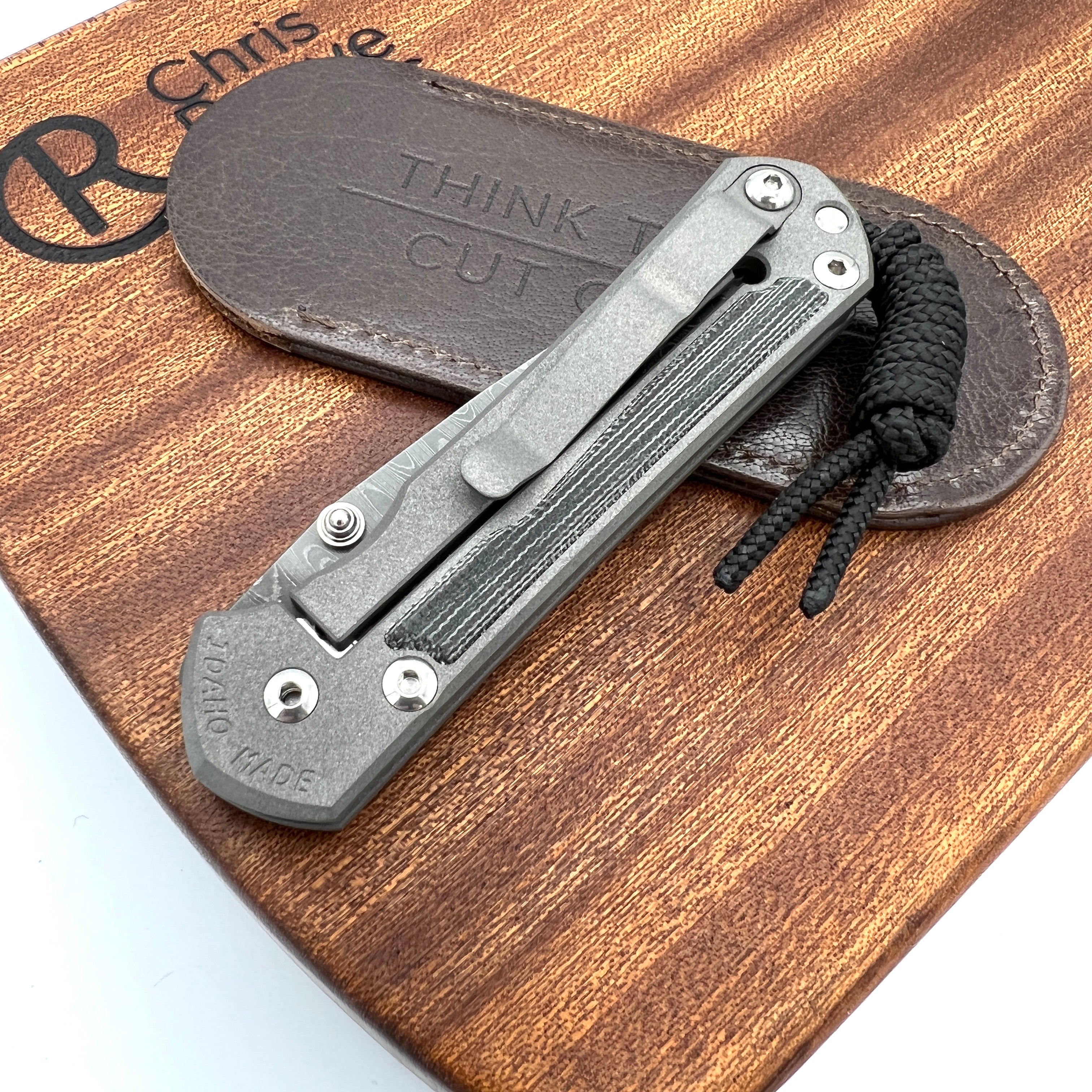 Chris Reeve Knives Small Sebenza 31 Drop Point Damascus Folding Knife - Double Silver Lug Blade, Black Canvas Micarta Inlay - EDC Pocket Knife for Outdoor, Camping & Everyday Carry