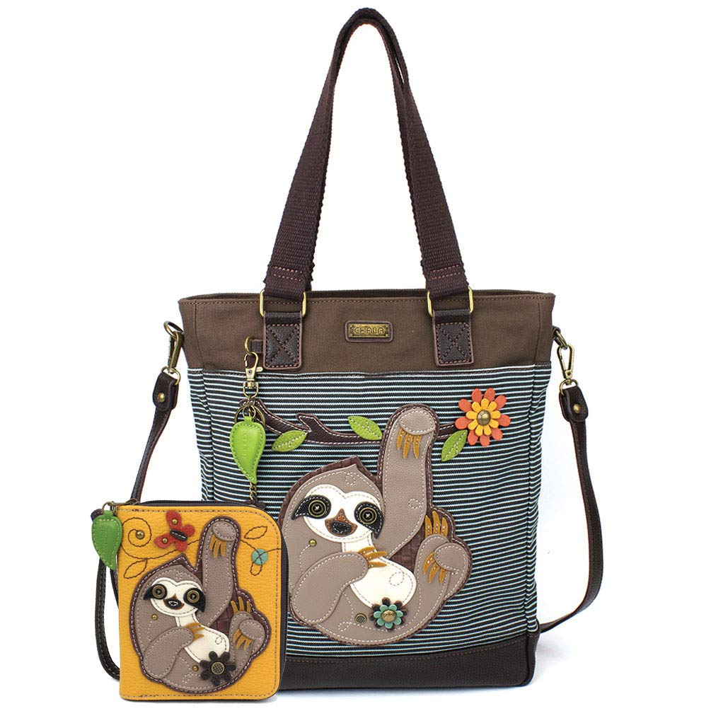 CHALA Work Tote Bag - Premium Sloth Print Handbag with Matching Wallet Set for Women | Perfect for Office, Travel & Everyday Use