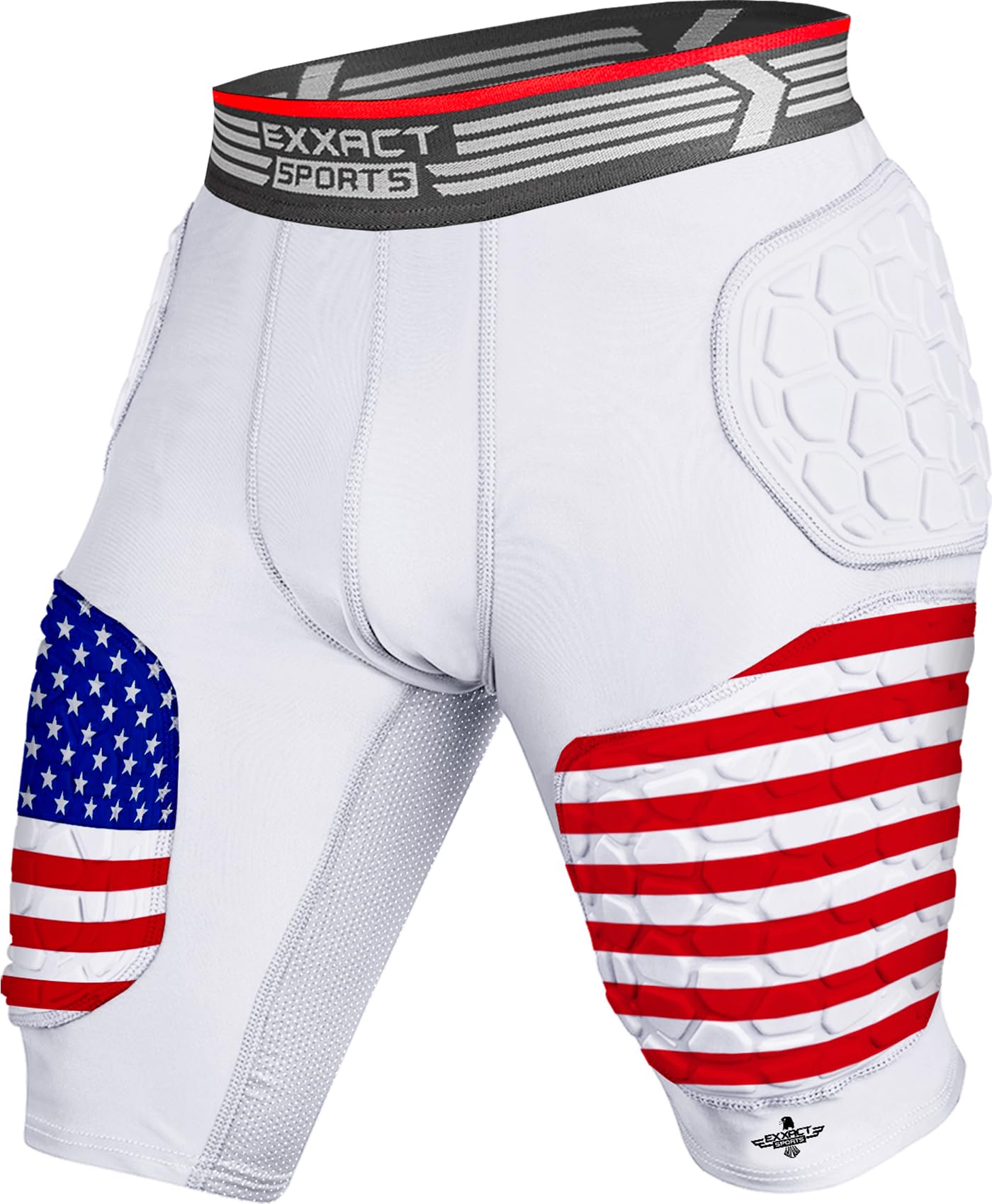 Exxact Sports Elite 5-Pad Adult Football Girdle for Men - Padded Compression Shorts with Cup Pocket | Protective Football Underwear for Training & Games | High-Performance Support for Football Players