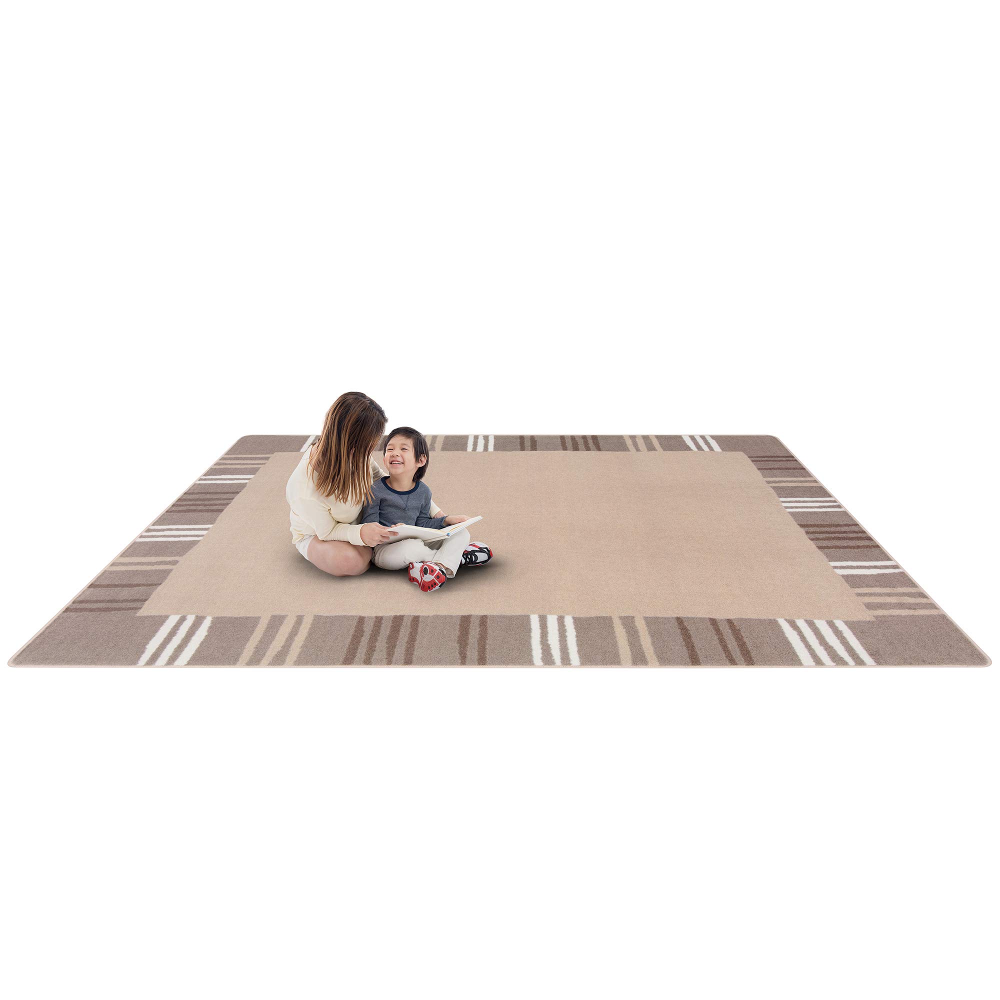 Joy Carpets Kids Essentials Seeing Stripes Neutral Color Area Rug 7'8