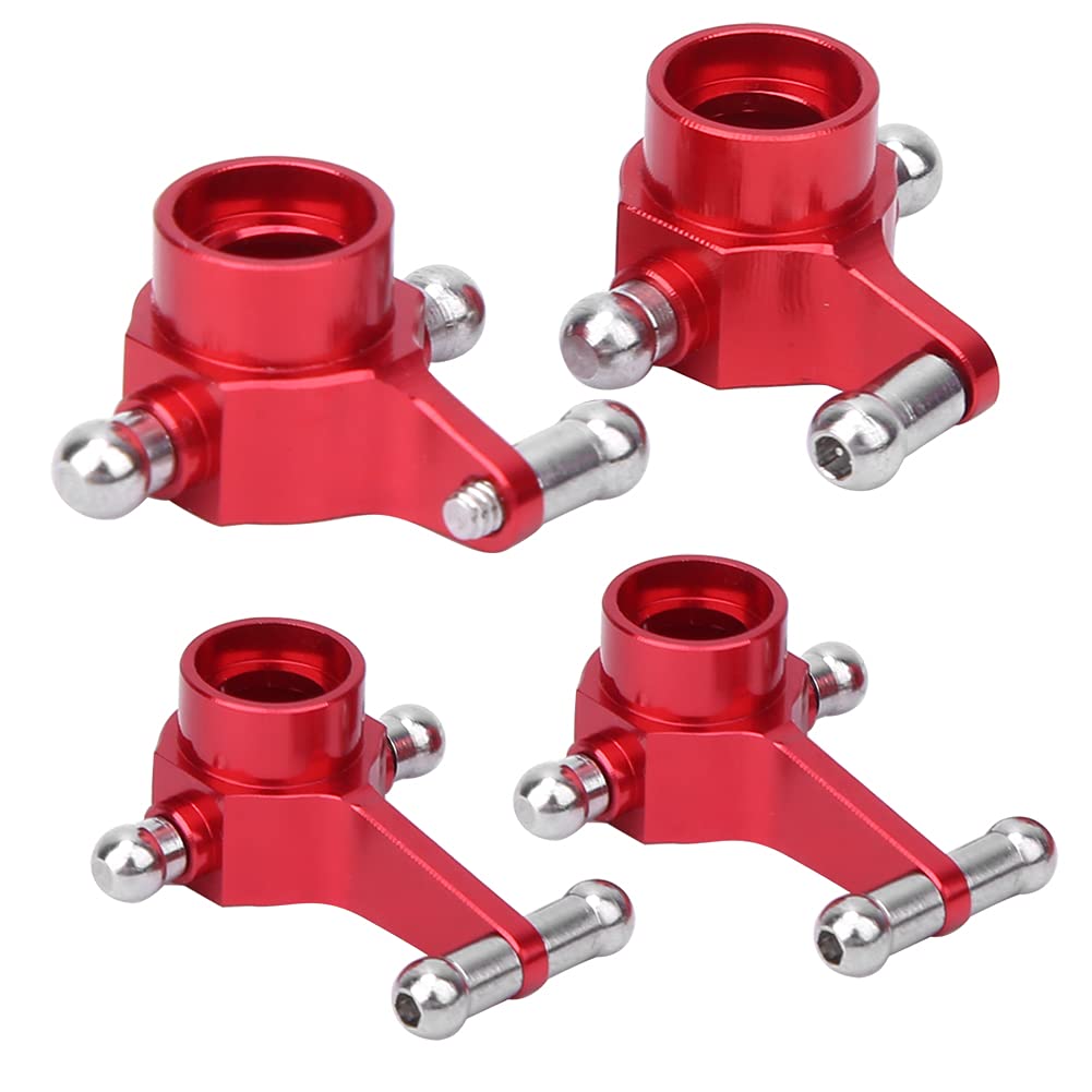 Upgraded Red Aluminum Alloy Front Steering Cups (2 Pcs) for WLtoys K969/K979/K989/K999 1/28 RC Cars - Durable Metal Replacement Parts - Perfect for Off-Road Racing & Drifting Performance