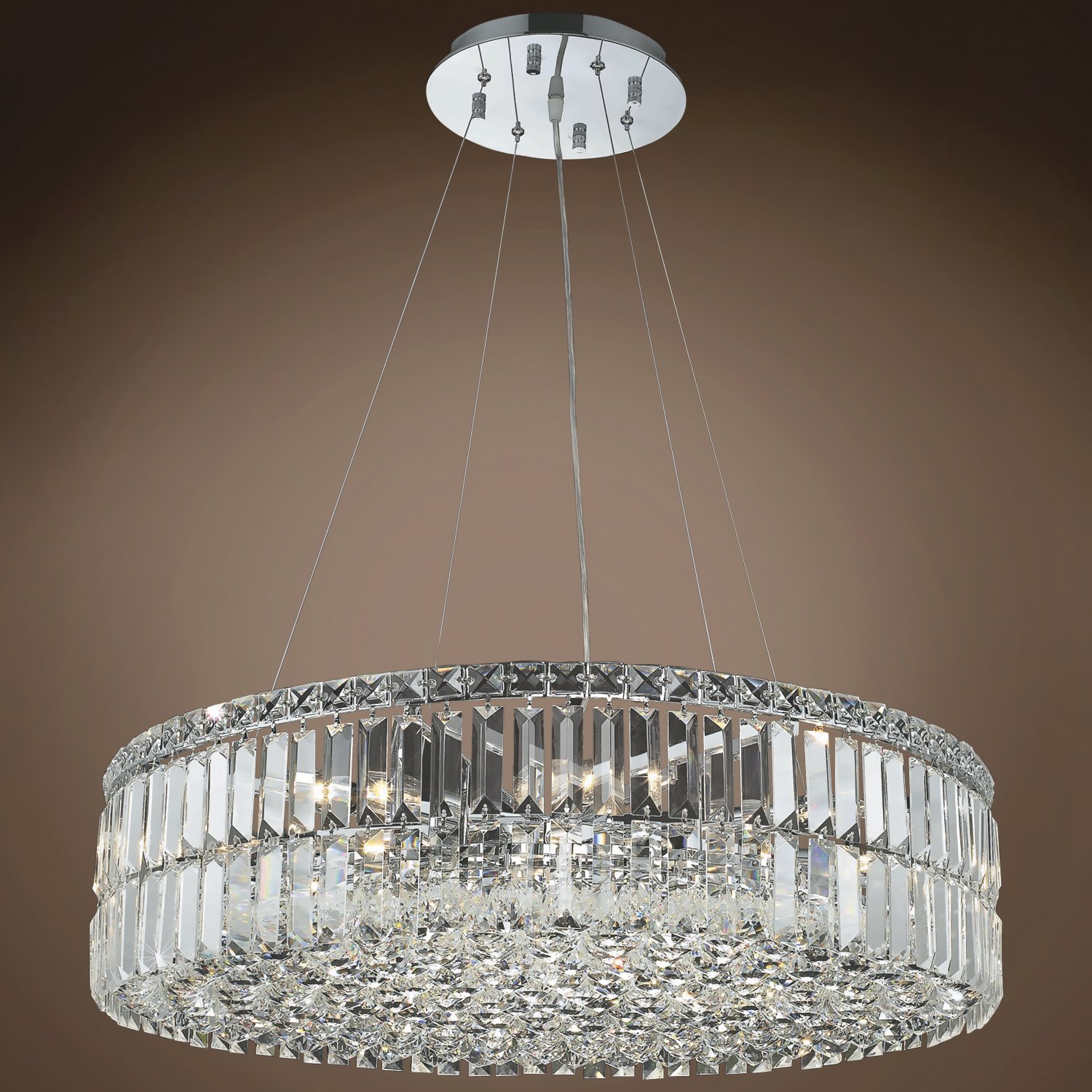 Ibiza 12-Light Chrome Chandelier with Swarovski Crystals for Dining Room