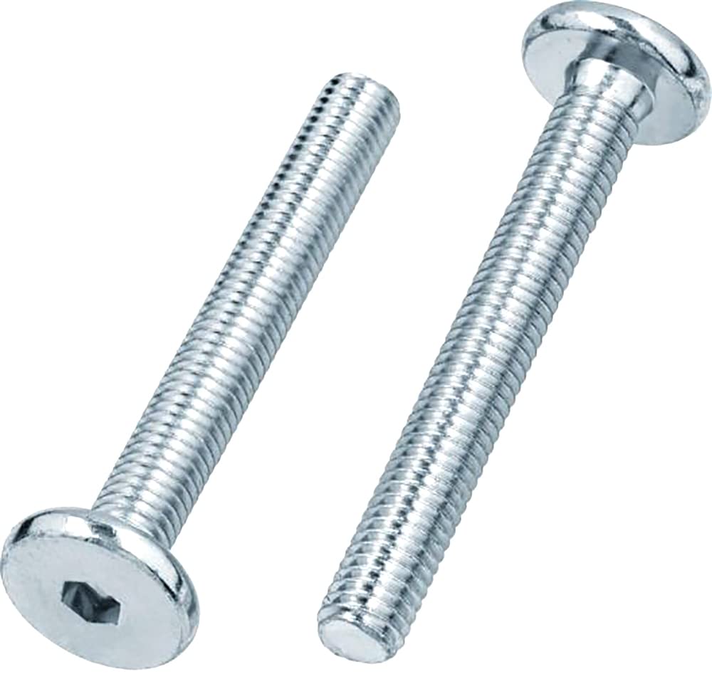 Hexagonal Flat Head Metric Thread Furniture Screws - Fully Threaded for Beds, Cribs, Chairs & Furniture (12-Pack, M6 x 10mm, Silver) - Perfect for DIY Assembly & Home Improvement Projects