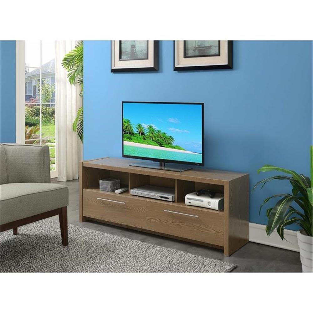 Pemberly Row 60 Inch TV Stand Entertainment Center Console in Vanilla - Modern TV Cabinet for Living Room, Bedroom & Home Theater Setup