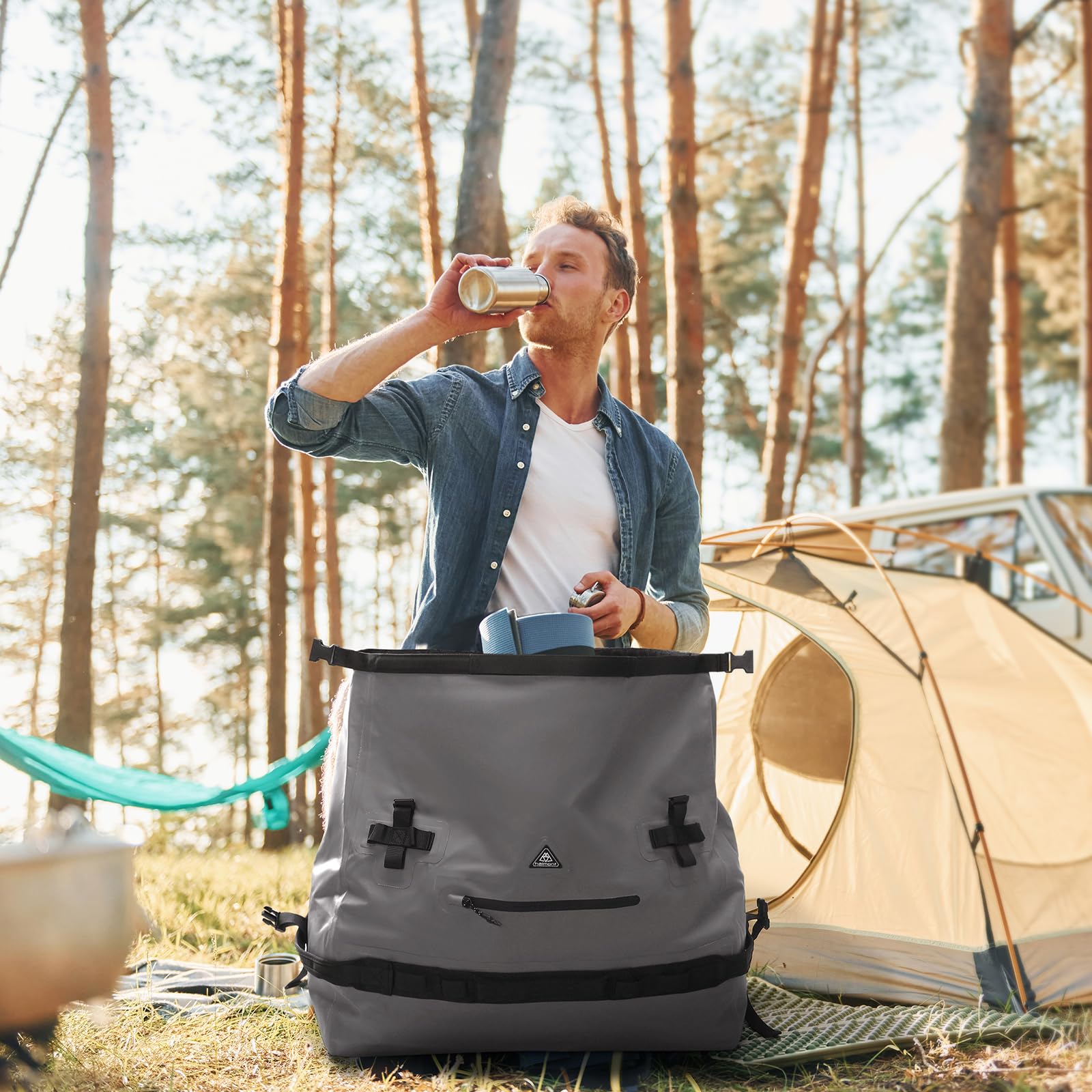 Haimont 60L Waterproof Roll-Top Duffle Backpack - Heavy Duty Dry Bag for Boating, Kayaking, Camping, Travel & Motorcycle - Ideal for Outdoor Adventures, Beach Trips and Water Sports Gear Storage