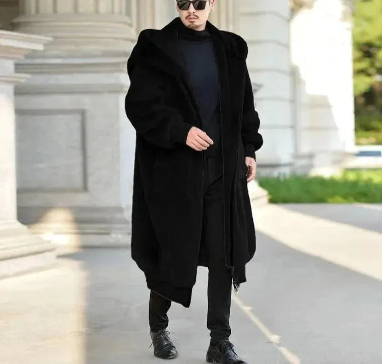 Men's Loose Fit Faux Fur Winter Coat - Warm Hooded Jacket for Cold Weather, Outdoor Activities & Casual Wear