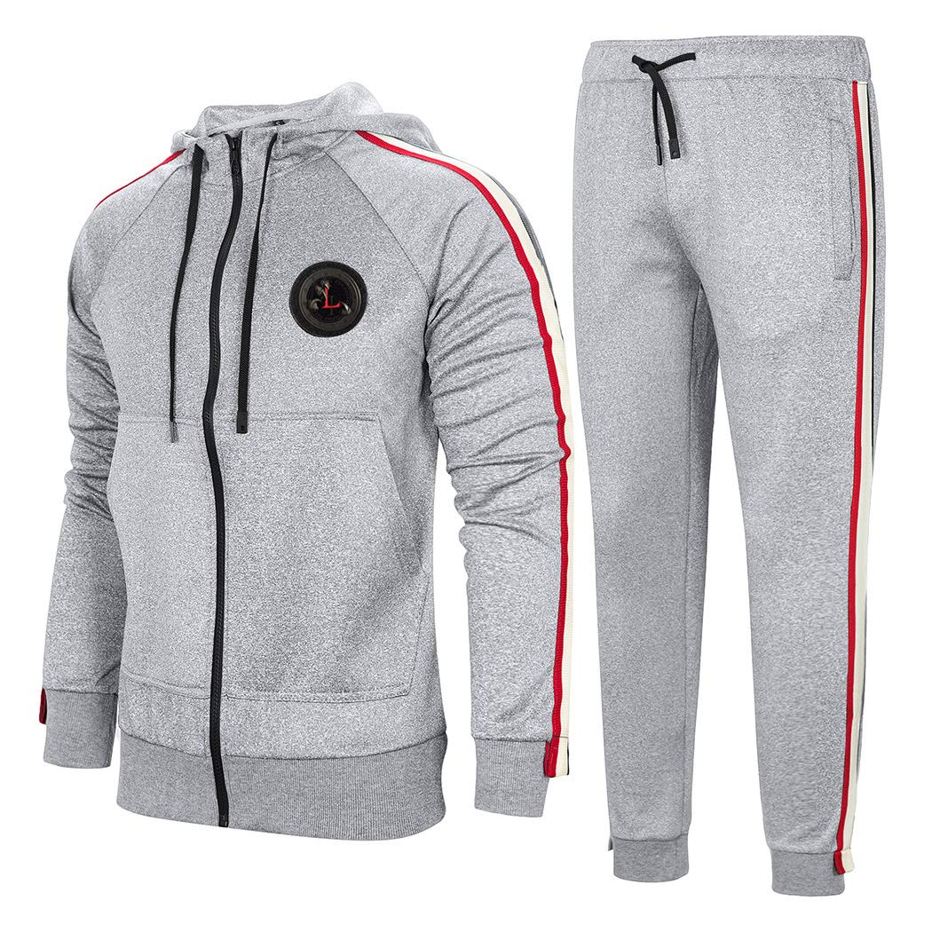 Men's Casual Tracksuit Set - 2 Piece Long Sleeve Hooded Jogging Outfit for Running & Athletic Sports | Gym, Workout, Lounge & Streetwear Fashion