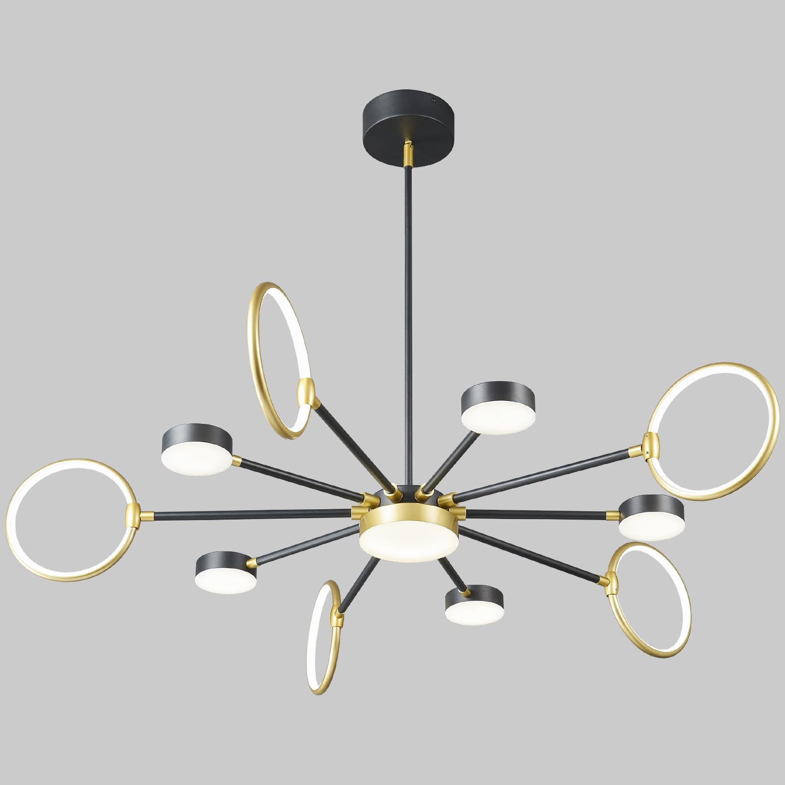 Modern Black & Gold LED Sputnik Chandelier - 11-Light Farmhouse Pendant Lighting Fixture for Dining Room, Bedroom, Living Room & Kitchen | Energy Efficient Dimmable Ceiling Light for Home Decor